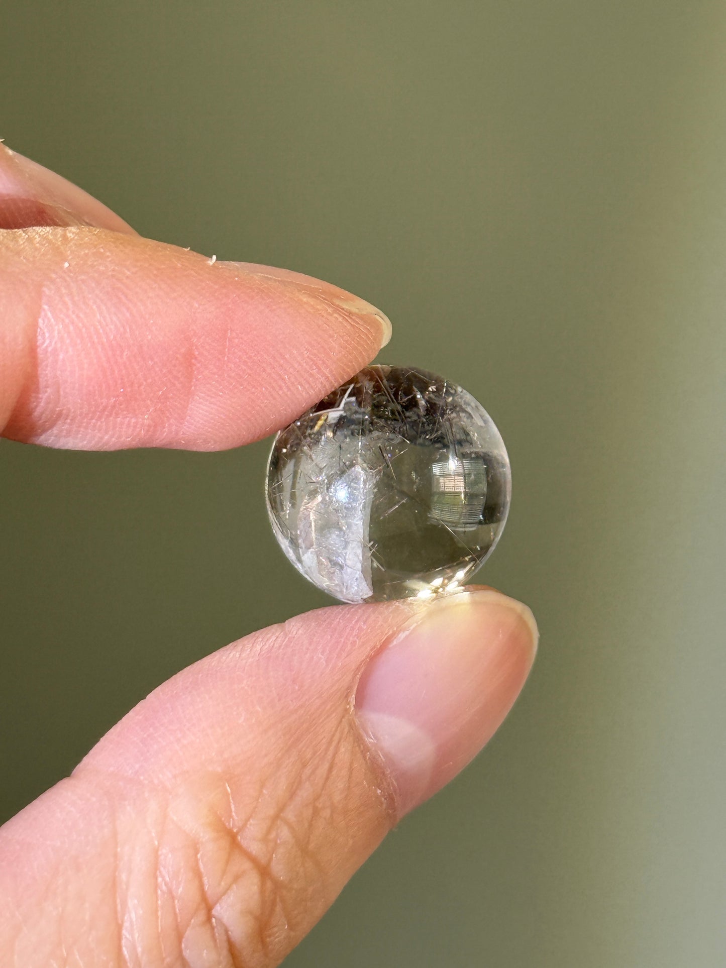 Uncommon Rutilated Quartz With Manifestation Quartz, Crystal in Crystal Sphere, Brazil