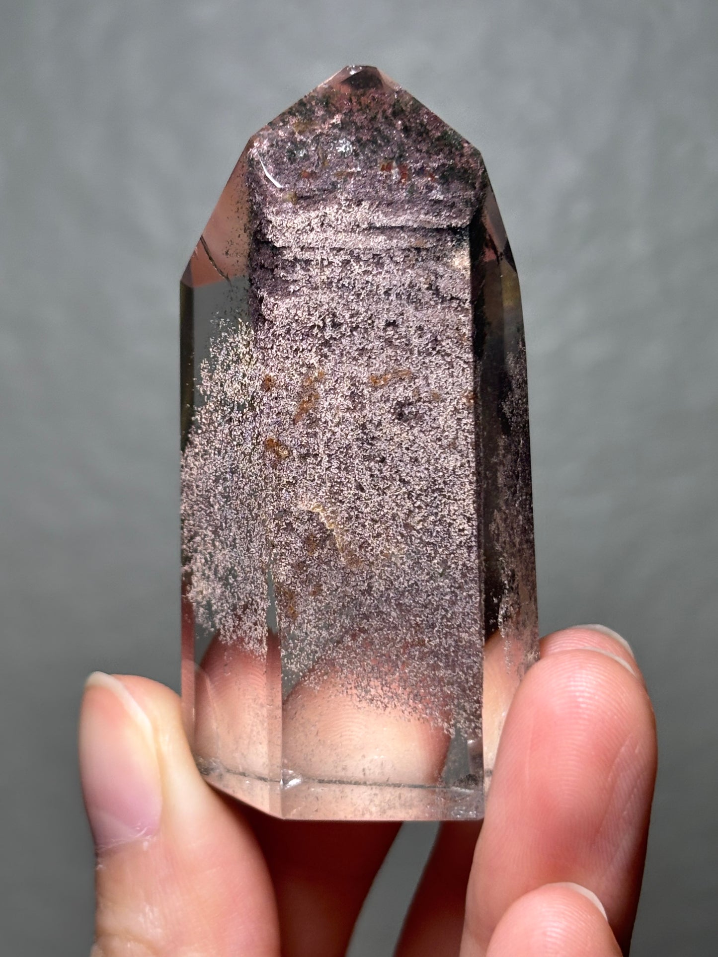 High Quality Water Clear Green Purple Garden Quartz Tower, Brazil