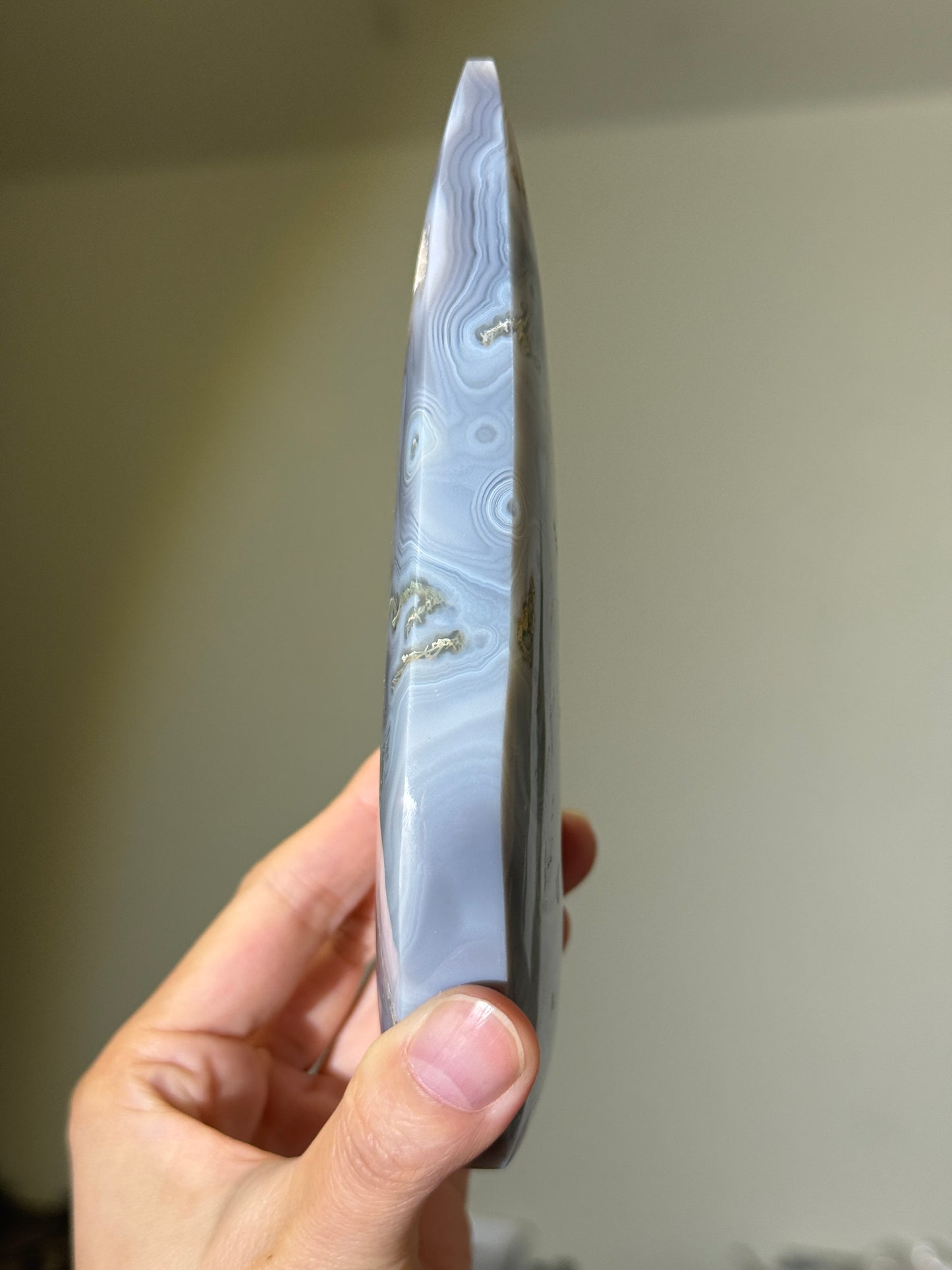 Large Gorgeous Blue Moss Agate Flame