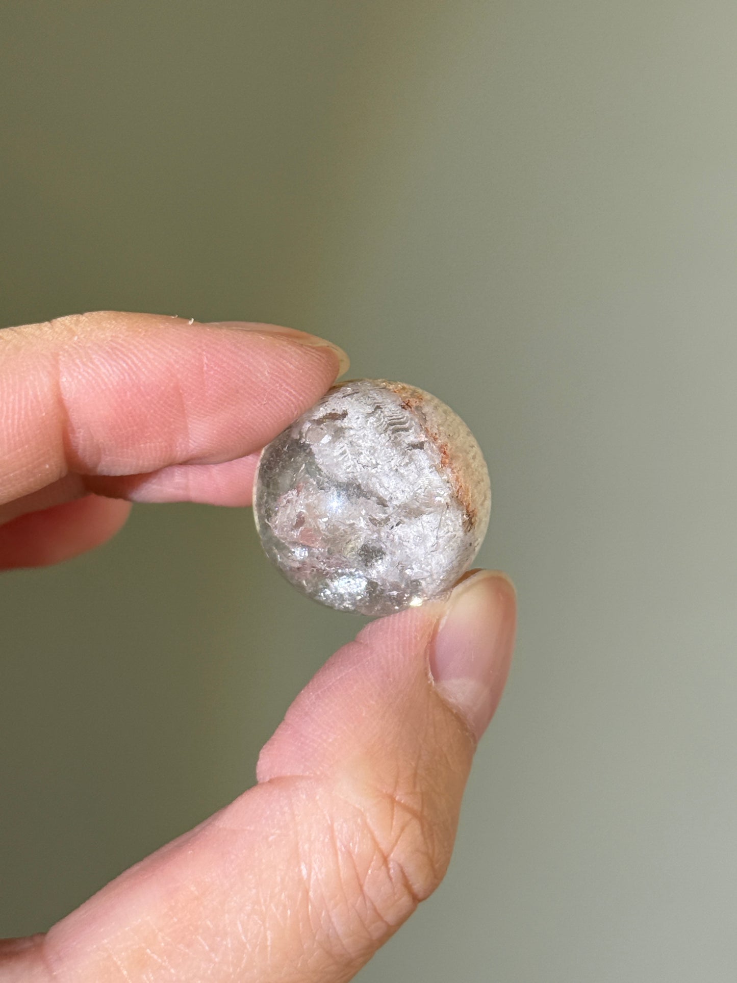Uncommon White Lodalite With Manifestation Quartz, Crystal in Crystal Sphere, Brazil