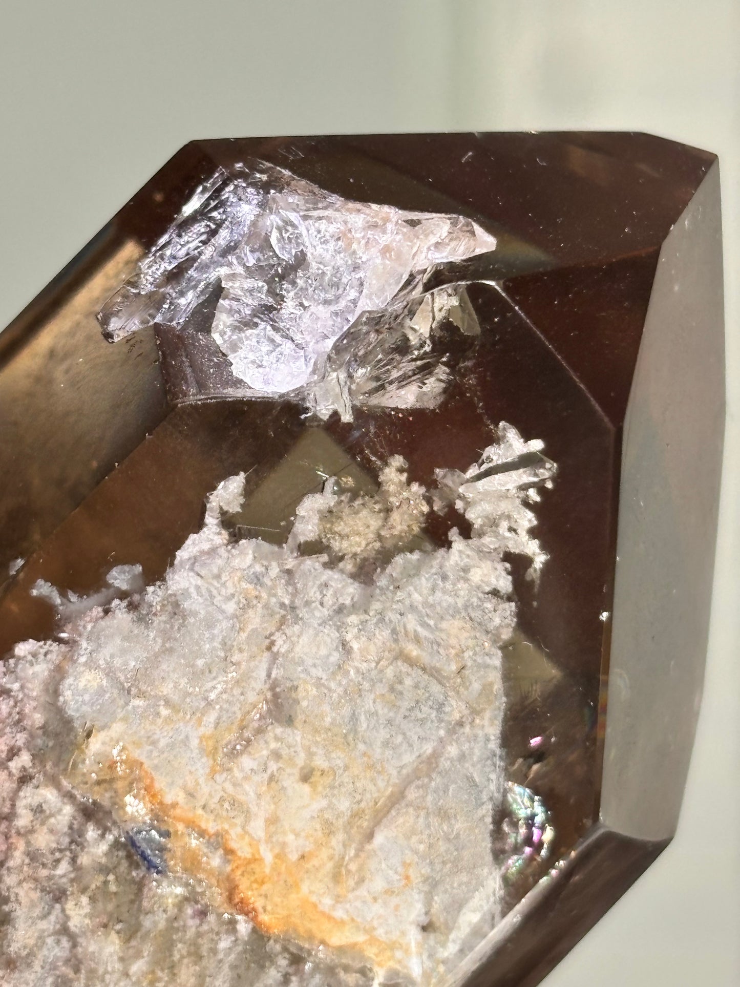 High Quality White Phantom Lodalite & Manifestation Quartz In Smoky Quartz Tower, Brazil