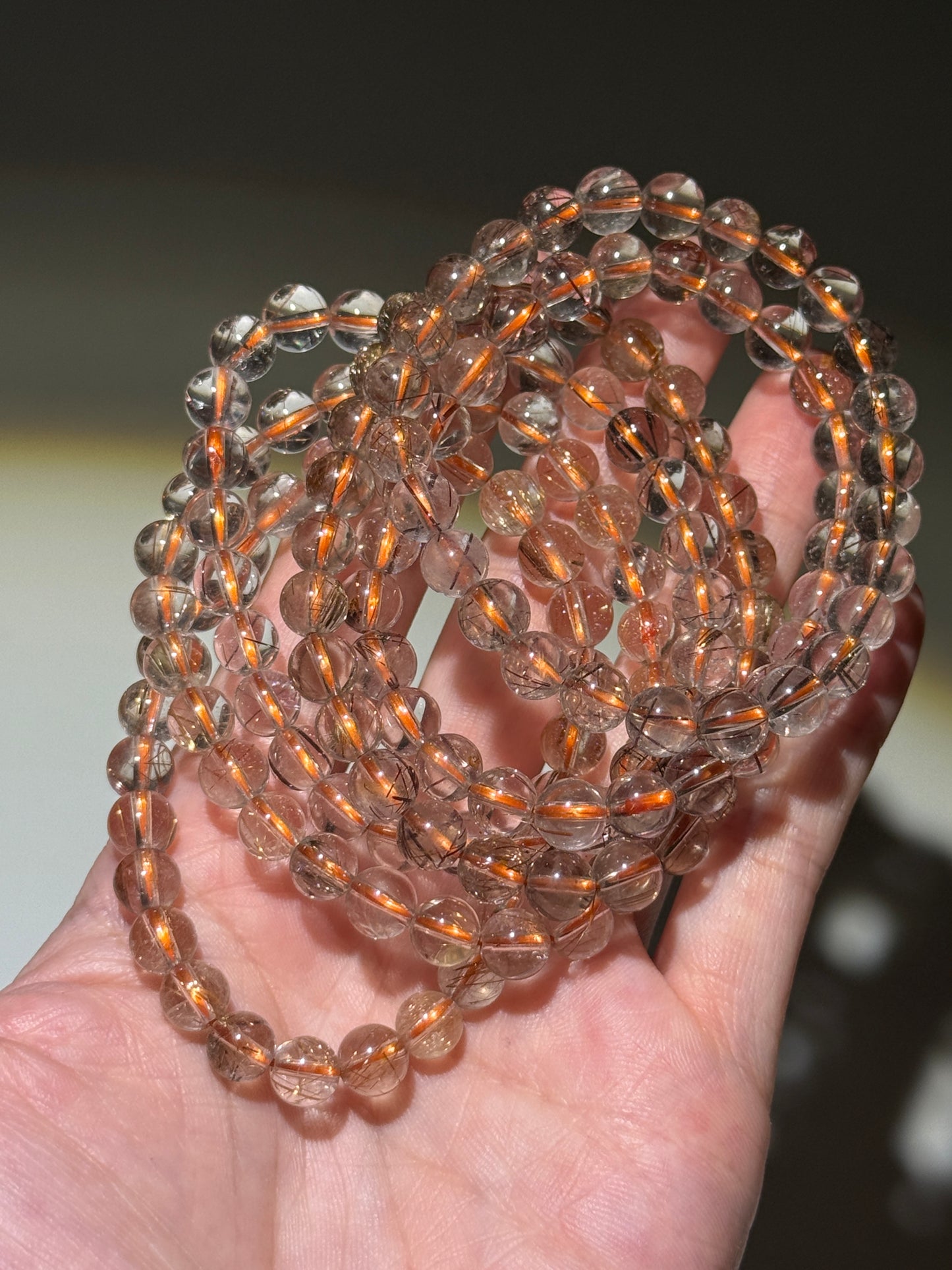 Copper Rutile Bracelets, 7.5mm