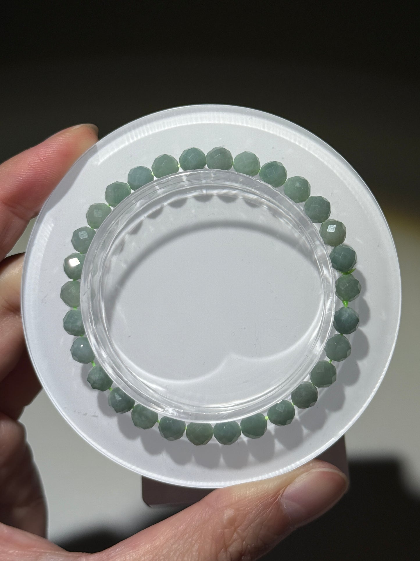 Faceted Blue Water Jade Bracelets, 5.5mm