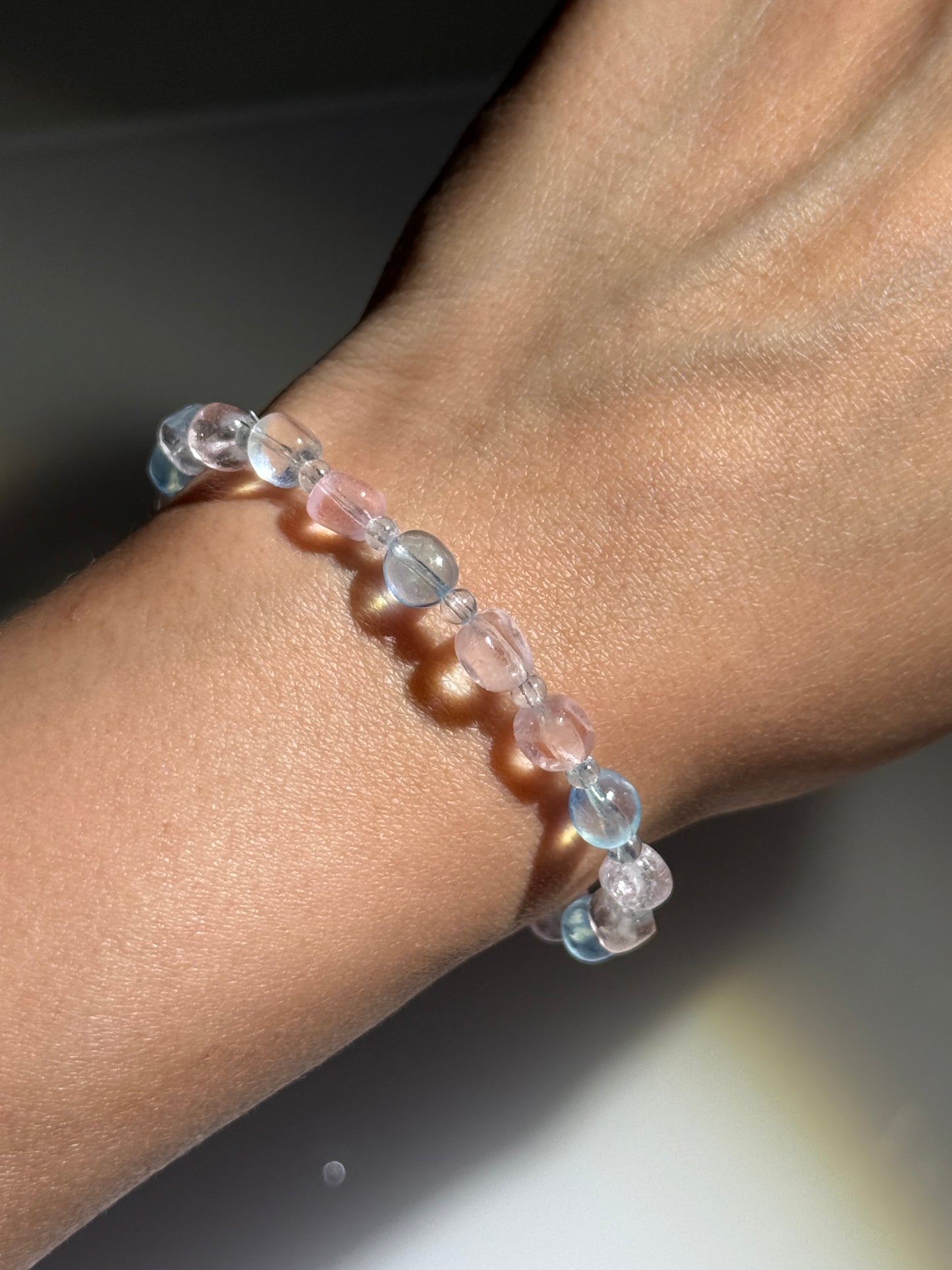 Gemmy Morganite & Aquamarine Bracelets, 7mm