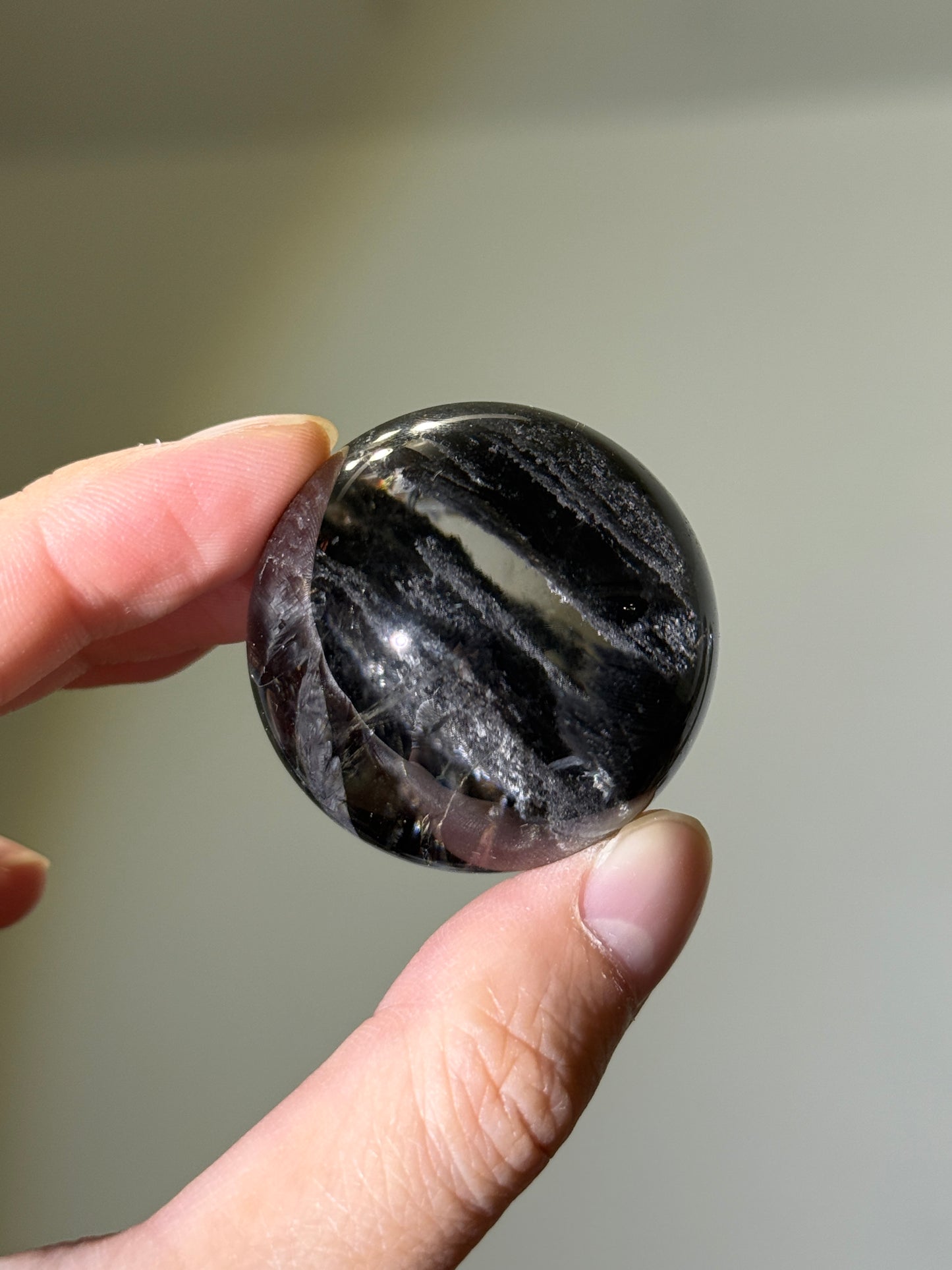 Rare Black Layered Lodalite Sphere, Brazil