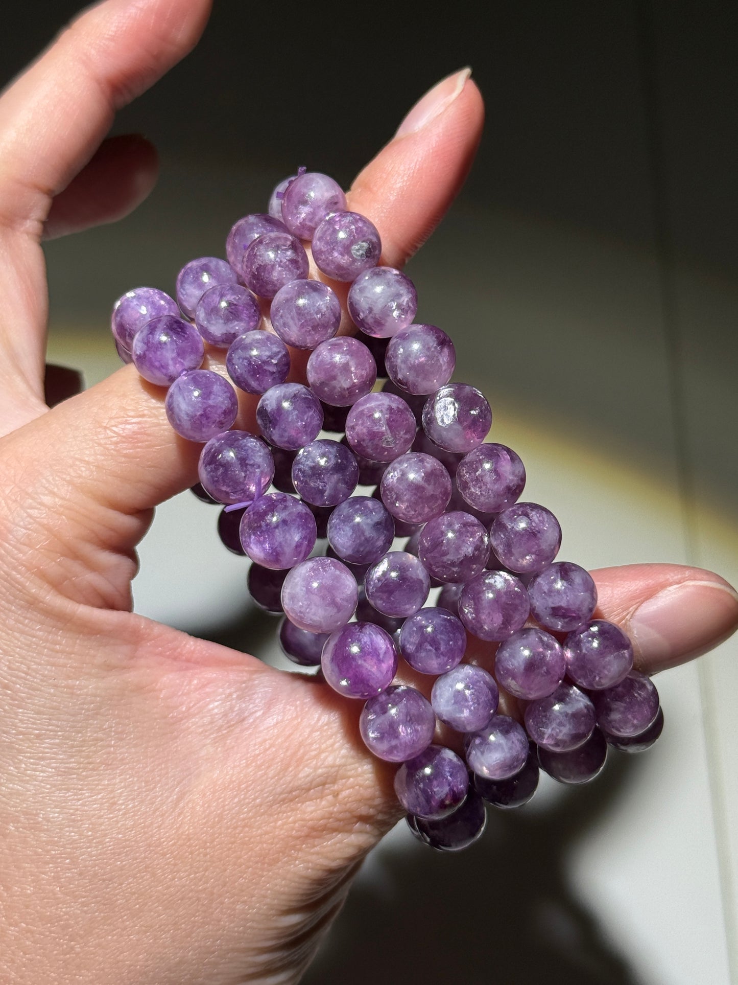 Purple Lepidolite Bracelets, 8.5mm