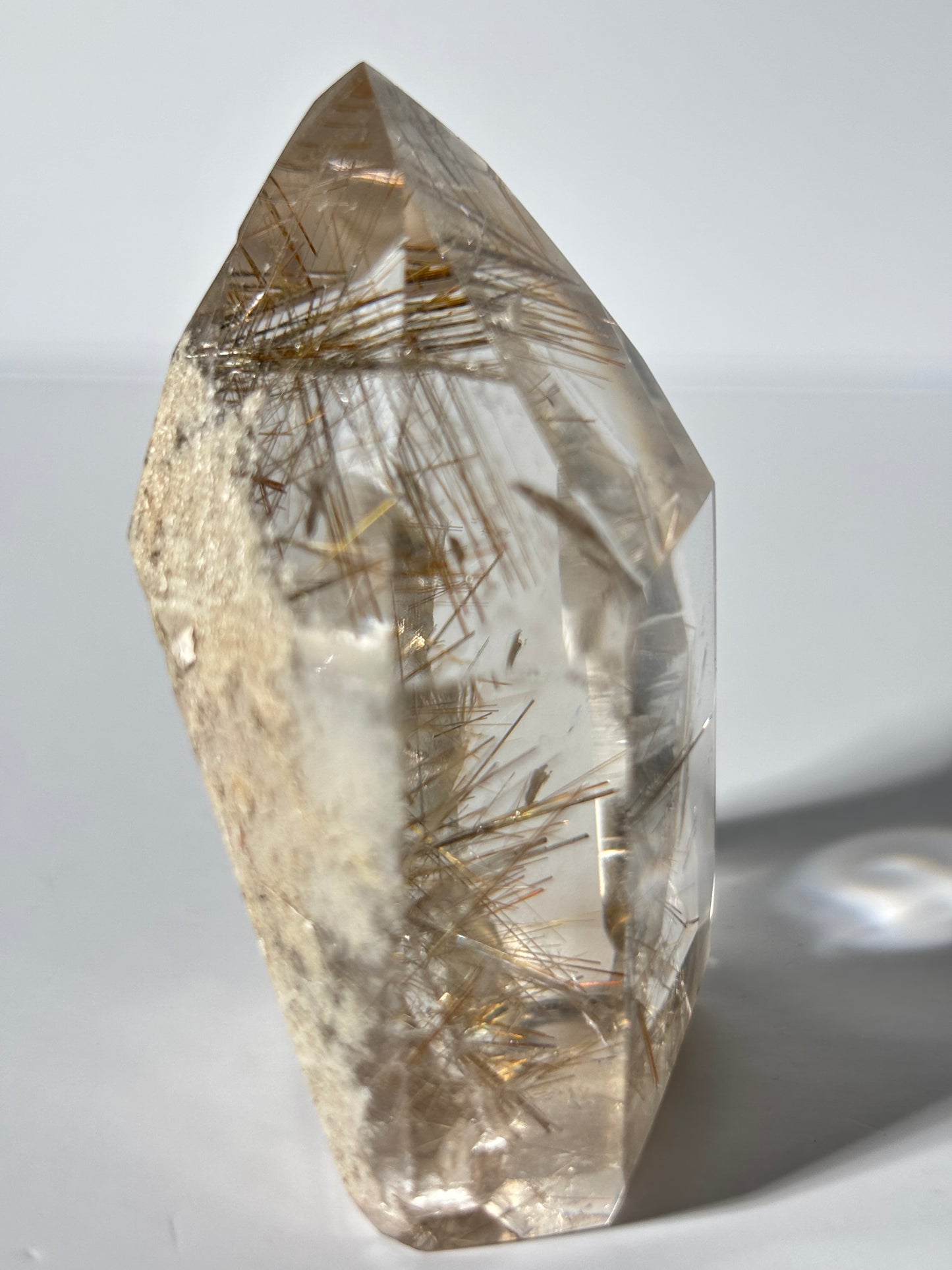 Large Collector’s Grade Silver and Copper Rutile x White Lodalite Quartz Tower, Brazil
