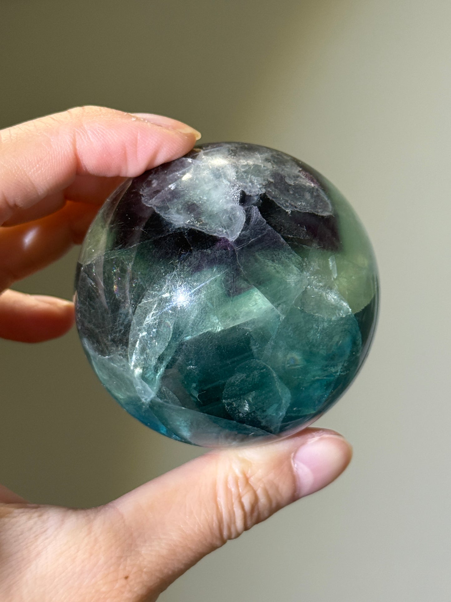 Large Rainbow Fluorite Sphere