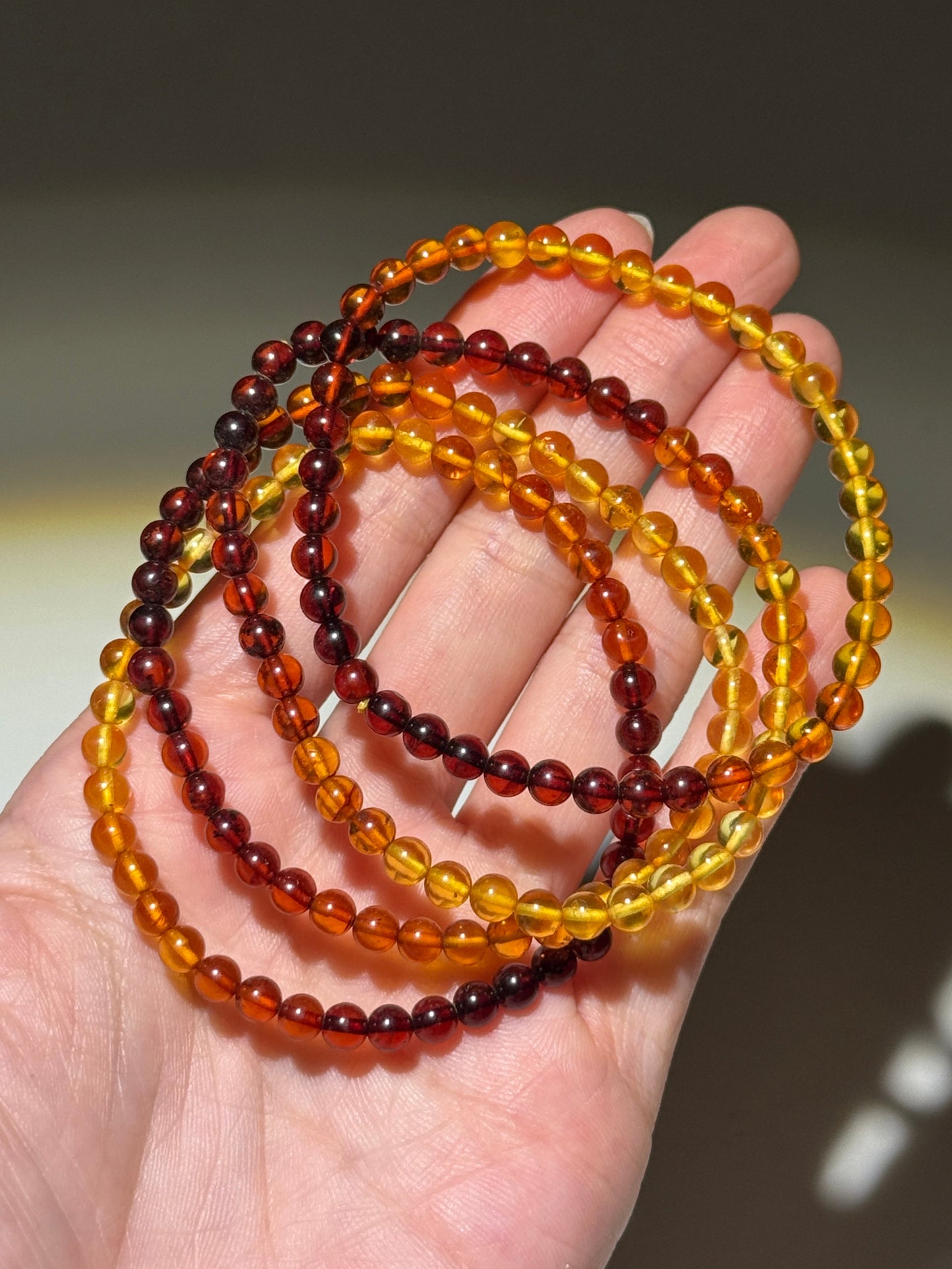Genuine Gradient Amber Bracelets, 5mm