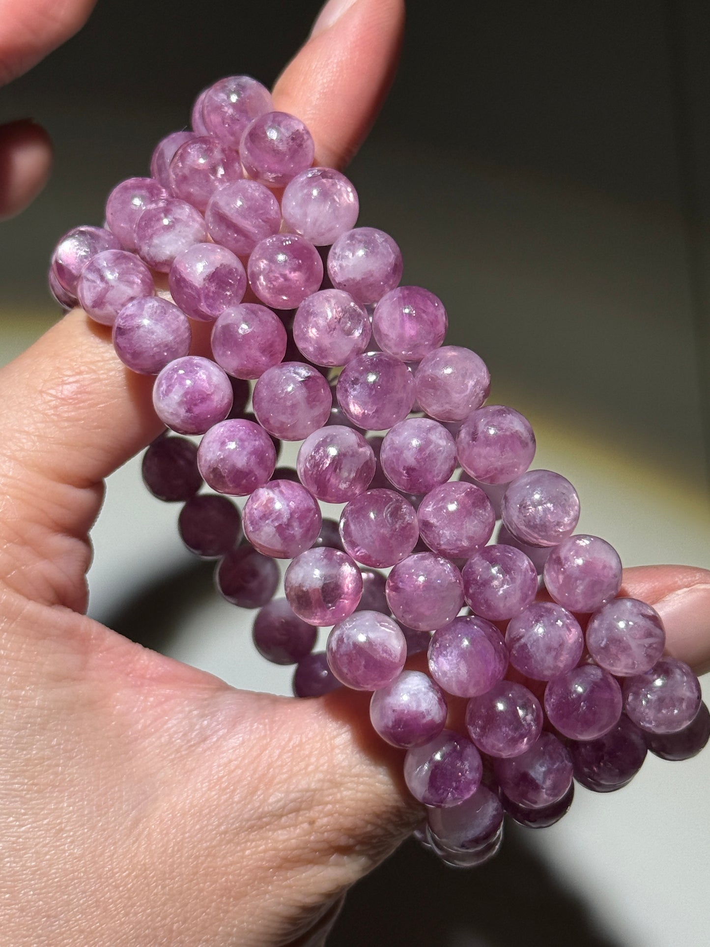 Pink Lepidolite Bracelets, 8-9mm