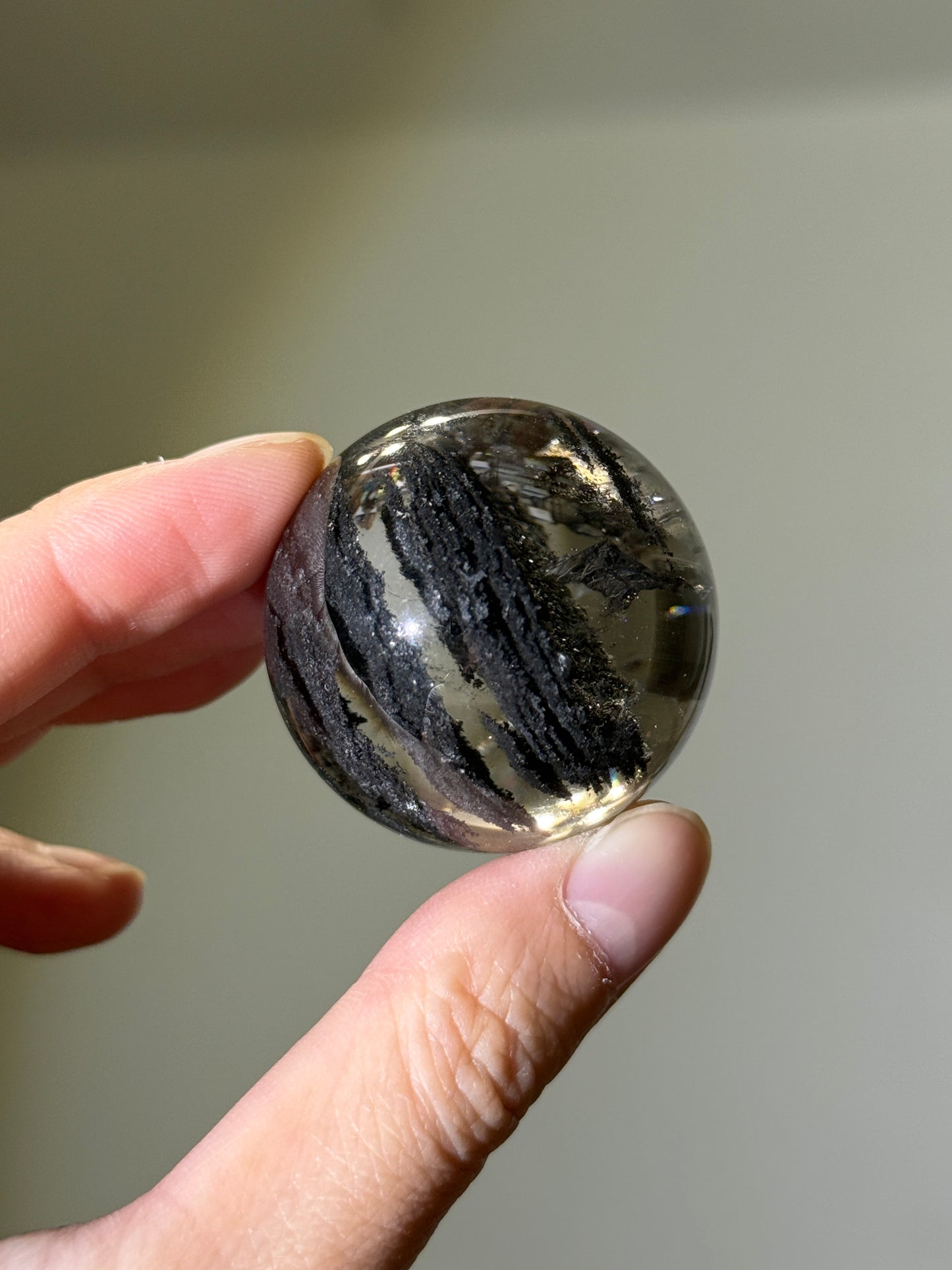 Rare Black Layered Lodalite Sphere, Brazil