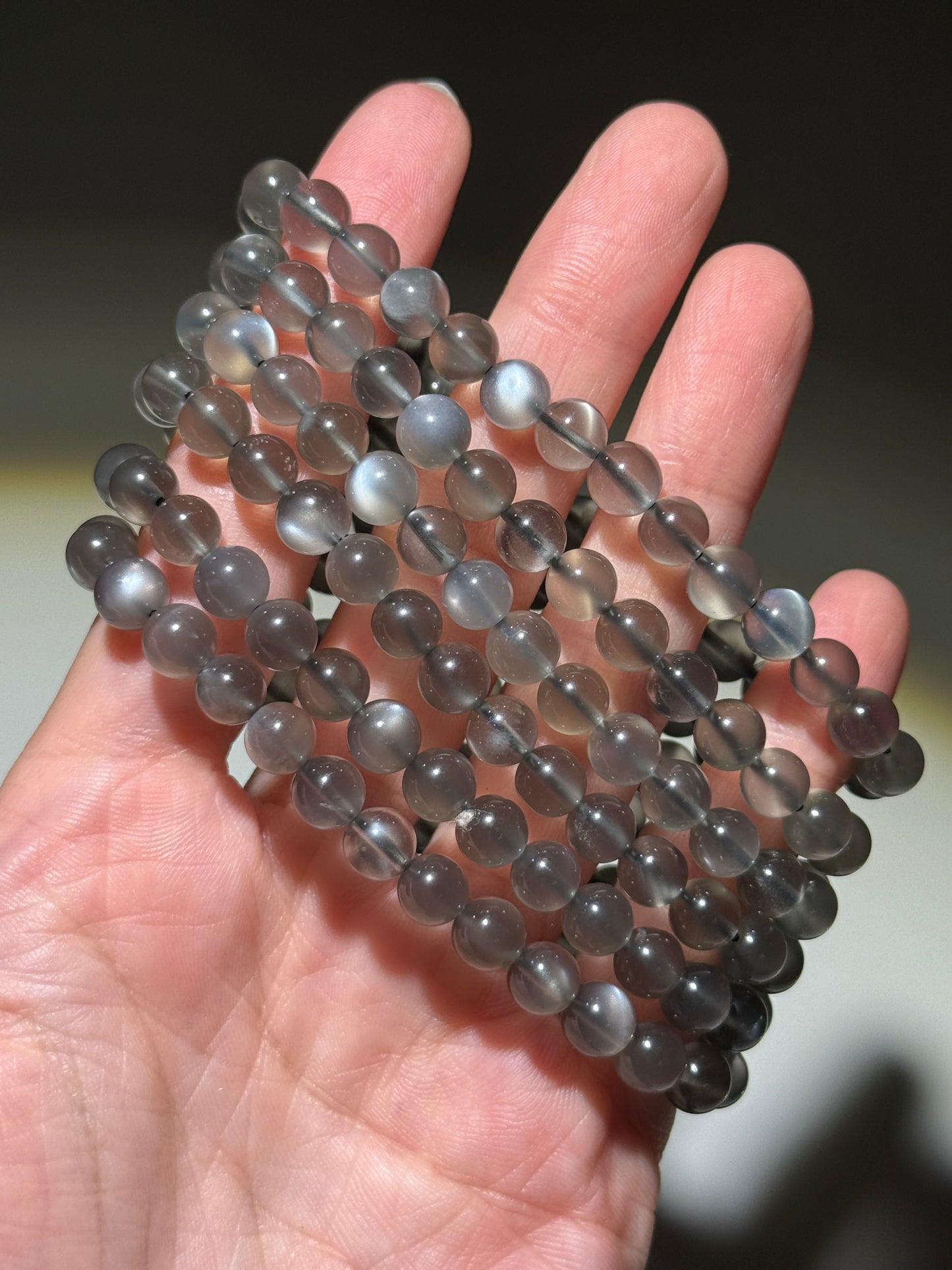 Grey Moonstone Bracelets, 7mm