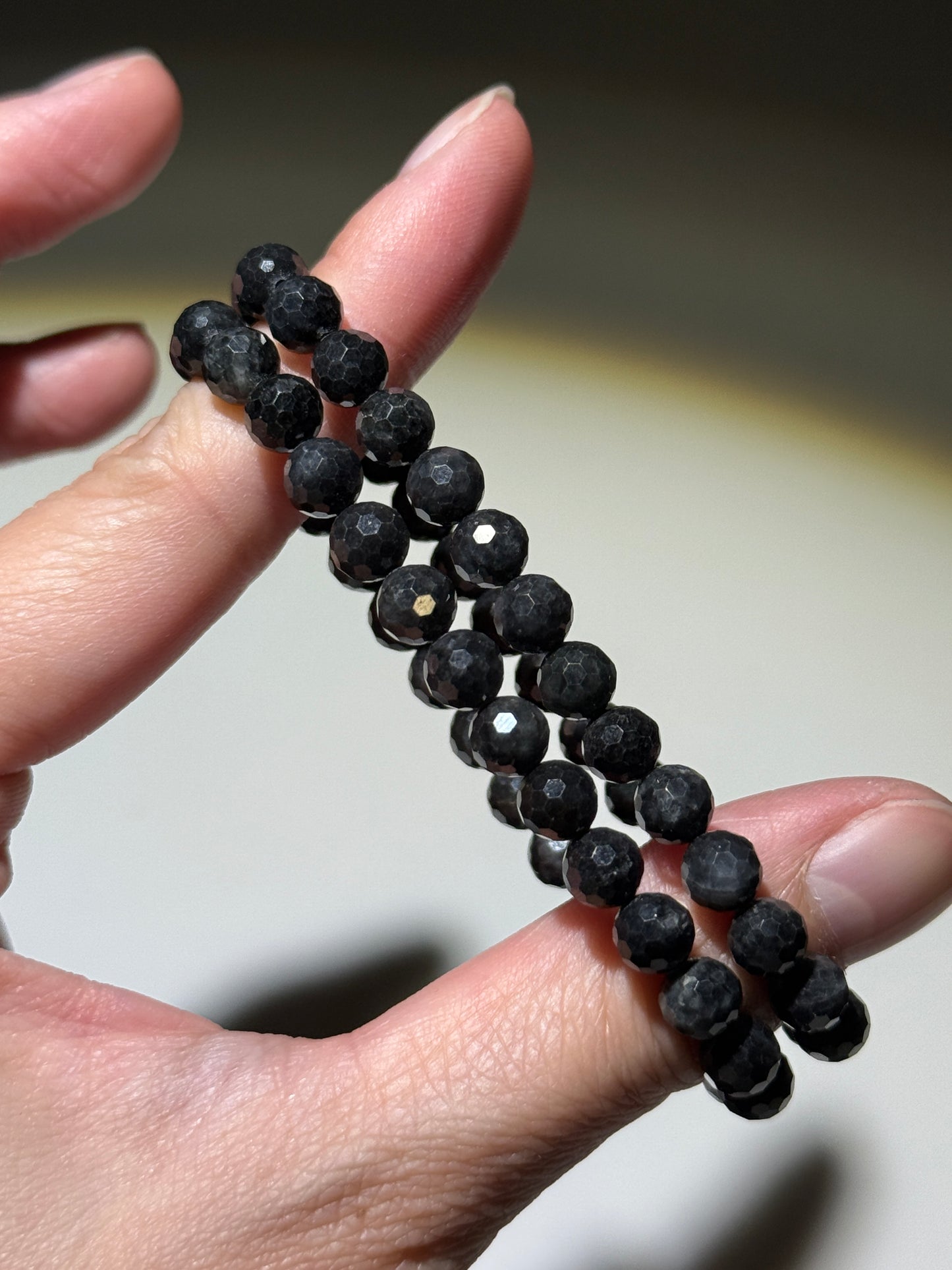 Faceted Wuji Jade Bracelets, 6.5mm