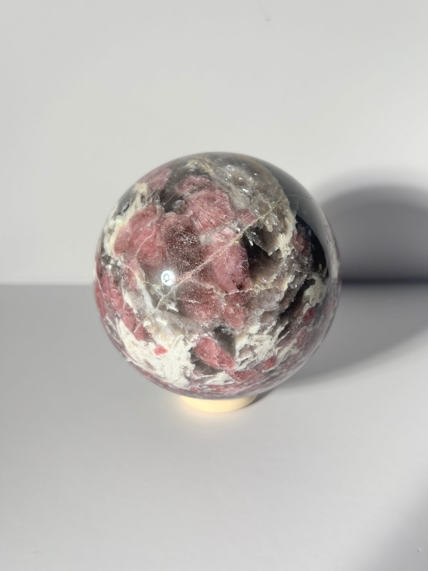 Large Pink Tourmaline x Smoky Quartz x Lepidolite Sphere