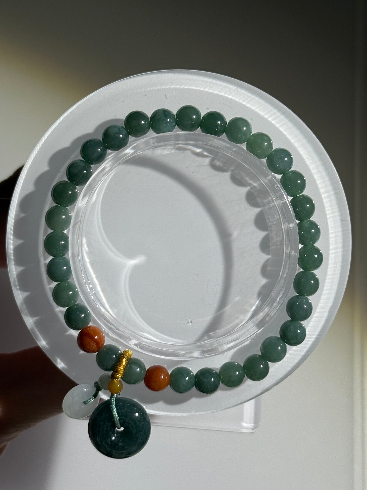 Guatemalan Jade Bracelet With Design, 6mm