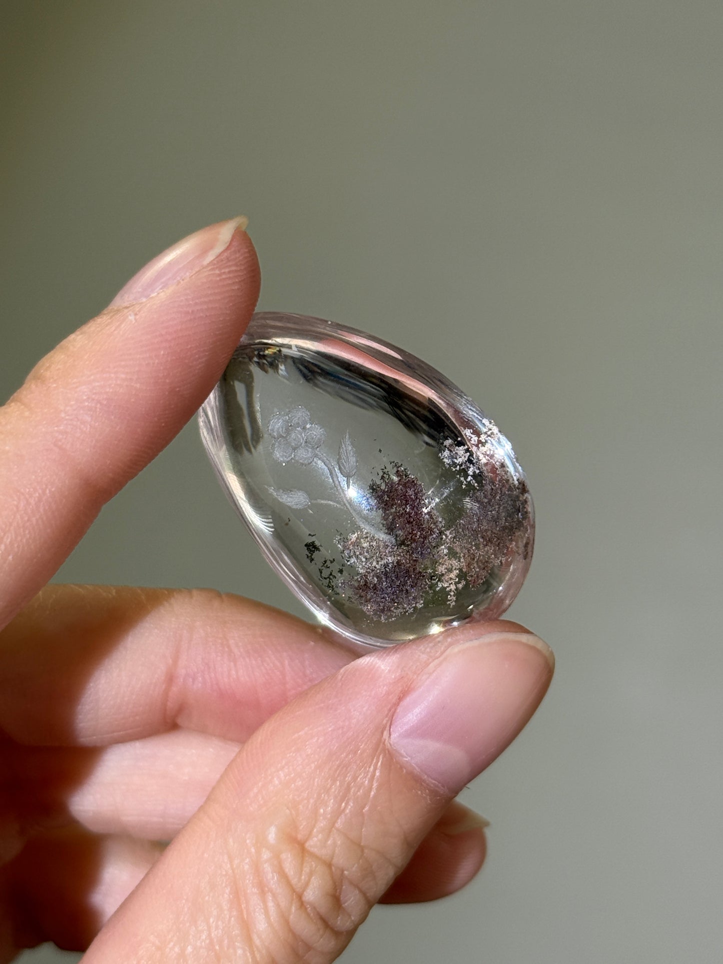 High Quality Water Clear Etched Garden Quartz Teardrop, Flower