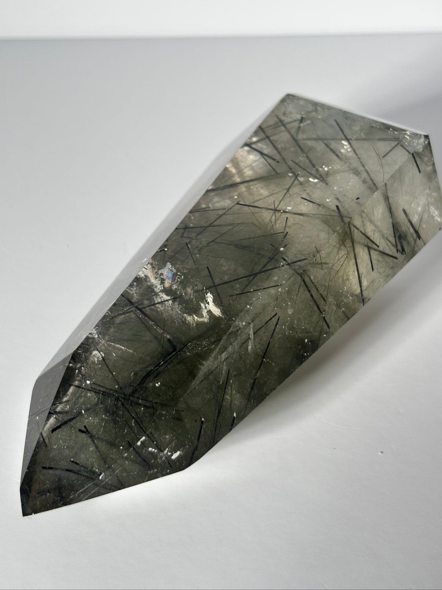 High Quality Large Green & Black Tourmaline in Quartz Tower, Brazil