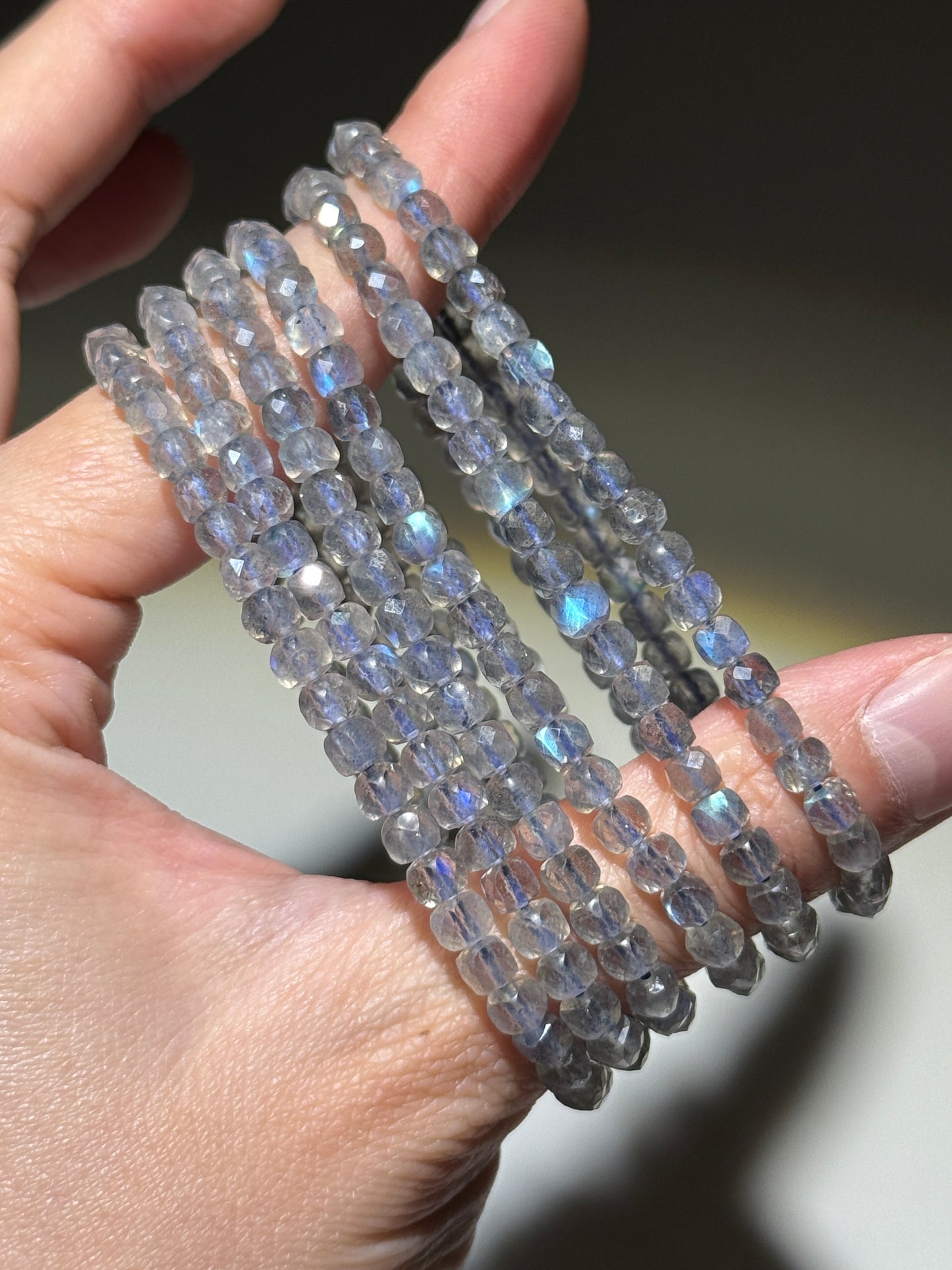 Faceted Labradorite Bracelets, 4.5mm
