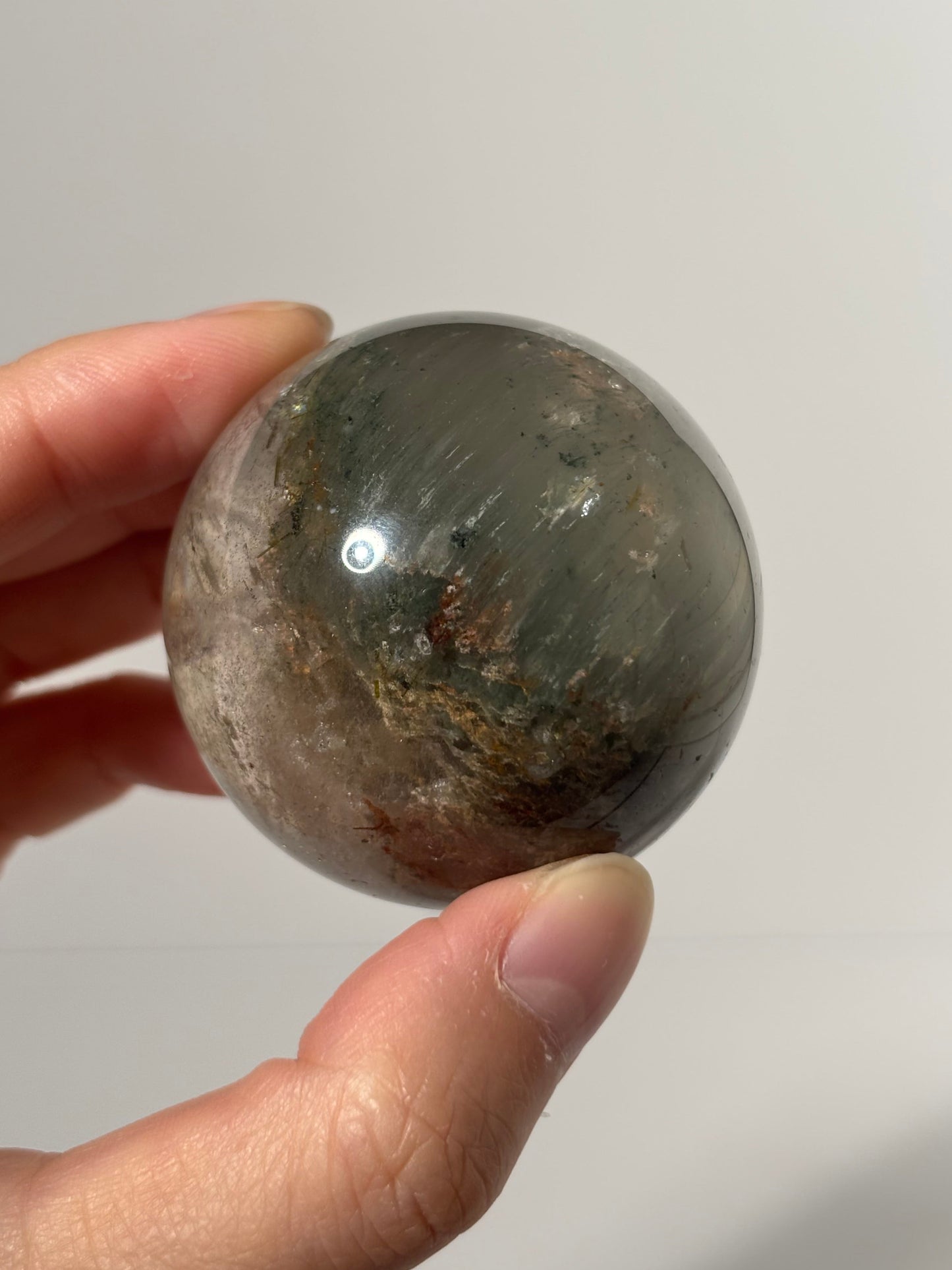 Pink Green Garden Quartz Sphere With Epidote, Zambia