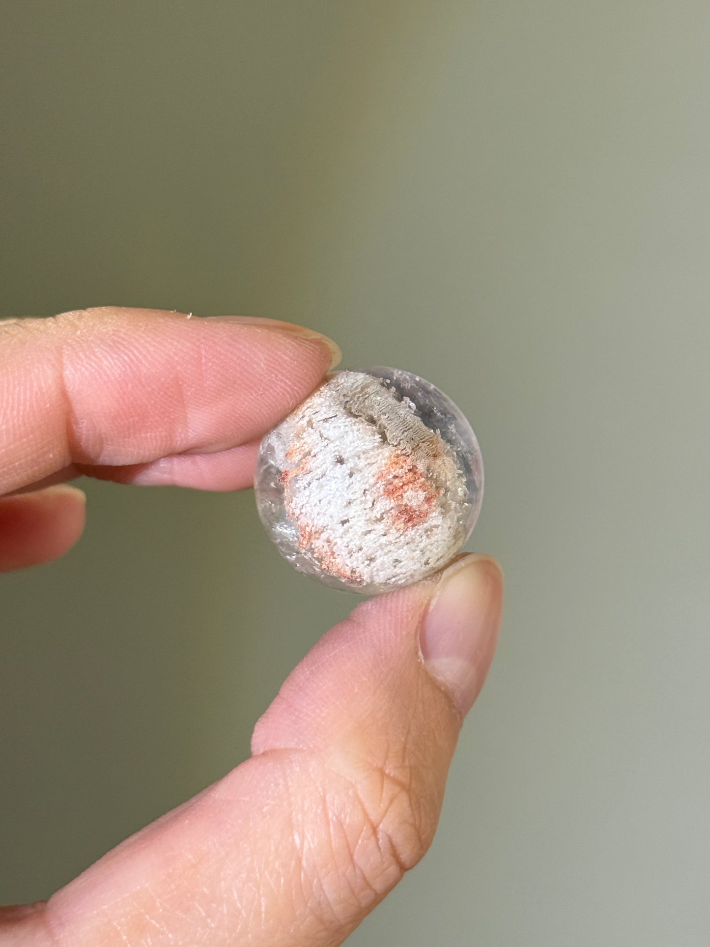 Uncommon White Lodalite With Manifestation Quartz, Crystal in Crystal Sphere, Brazil
