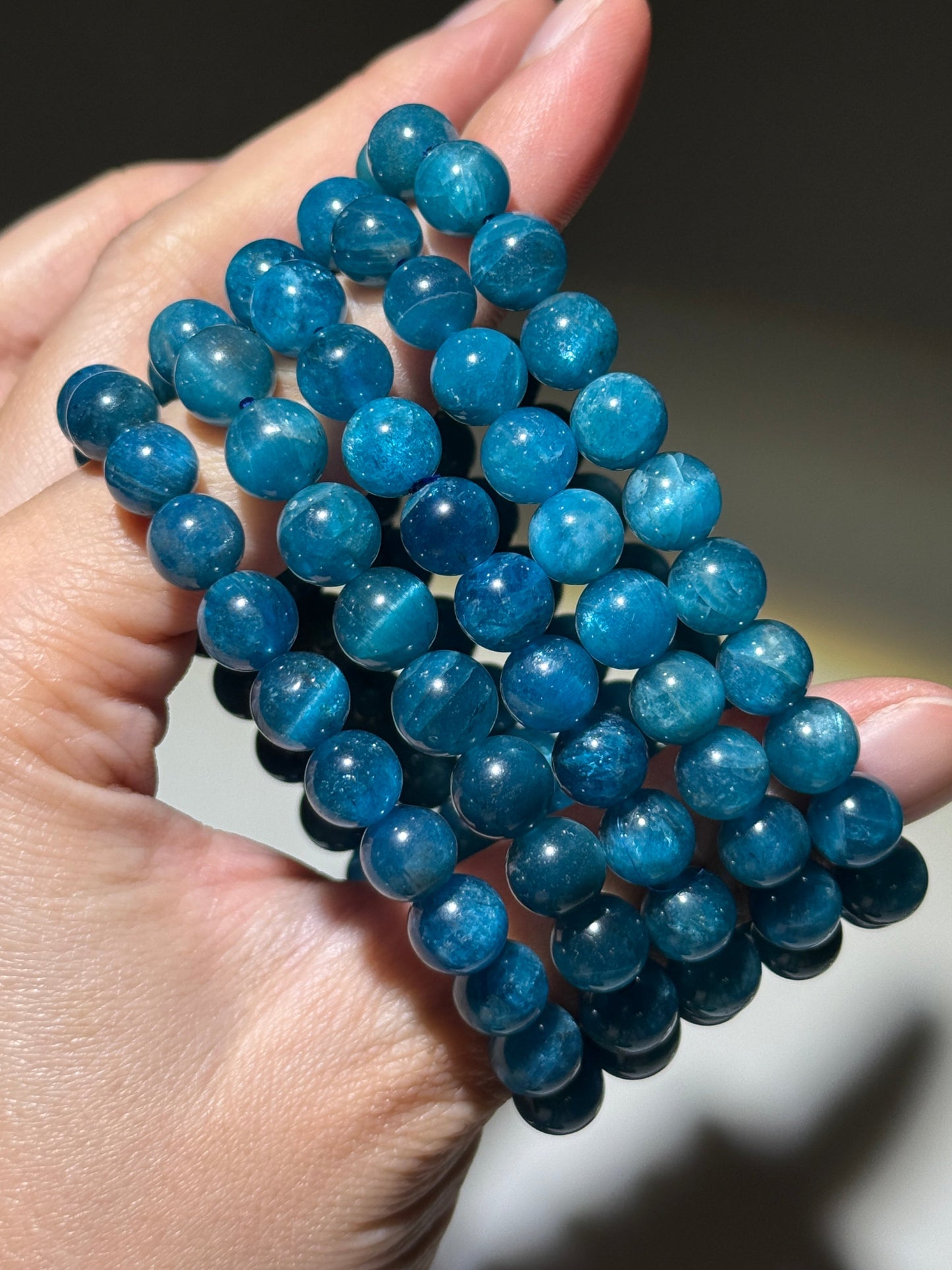Cat Eye Blue Apatite Bracelets, 8mm