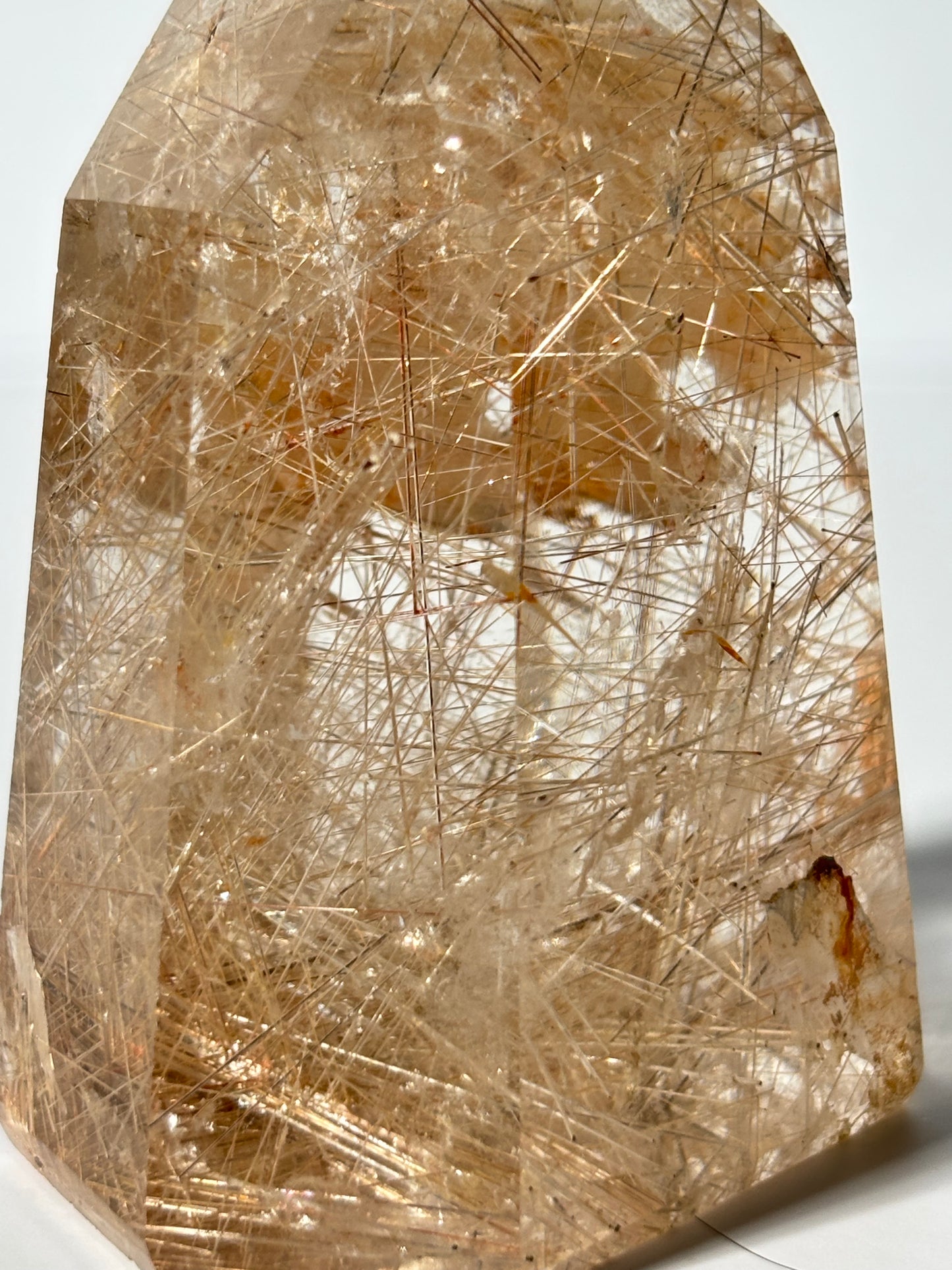 High Quality Chunky Unique Peachy Pink Rutile Quartz Tower, Brazil