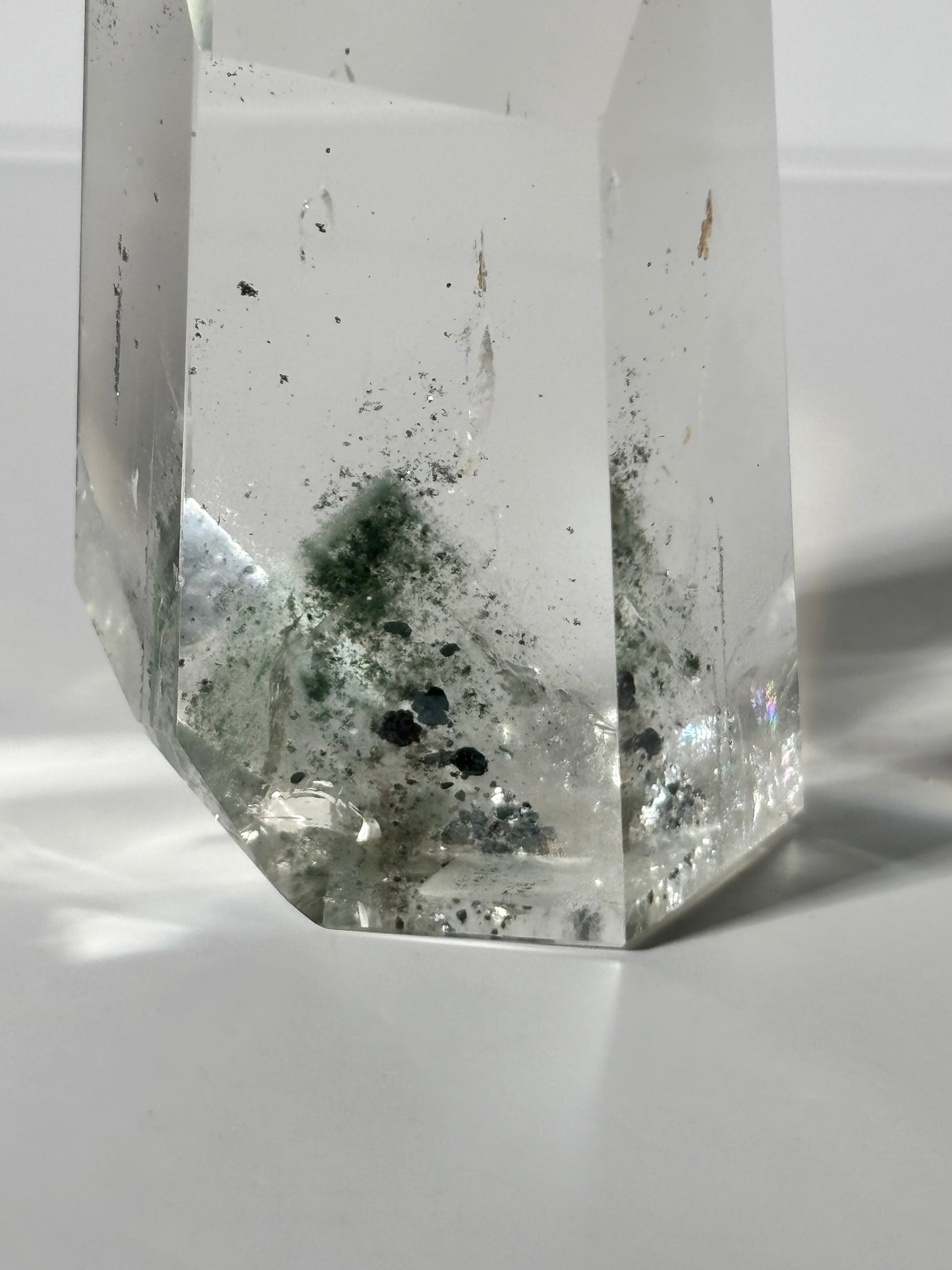 High Quality Large Rare Green Phantom Chlorite Tower With Hematite, Brazil