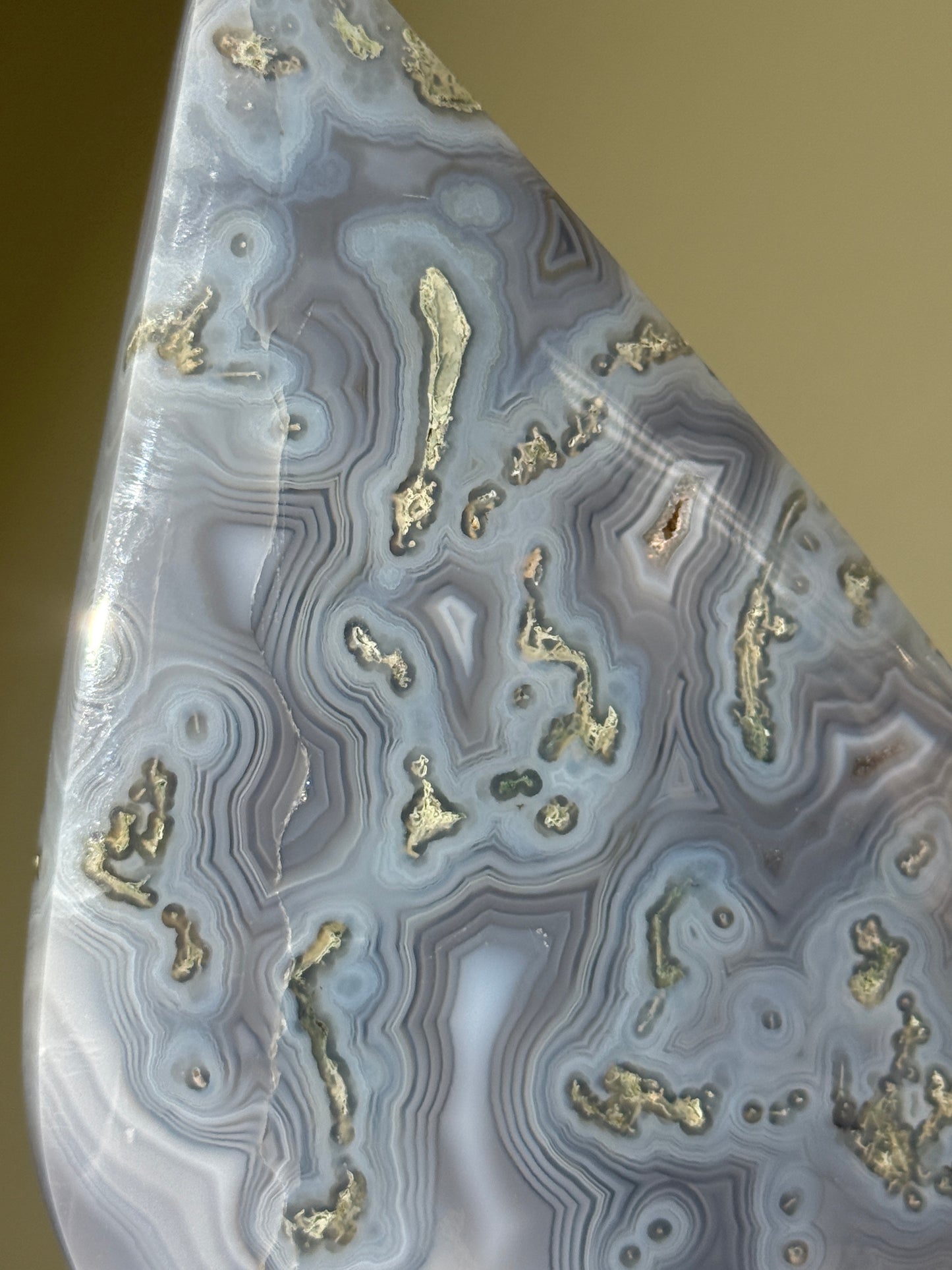 Large Gorgeous Blue Moss Agate Flame