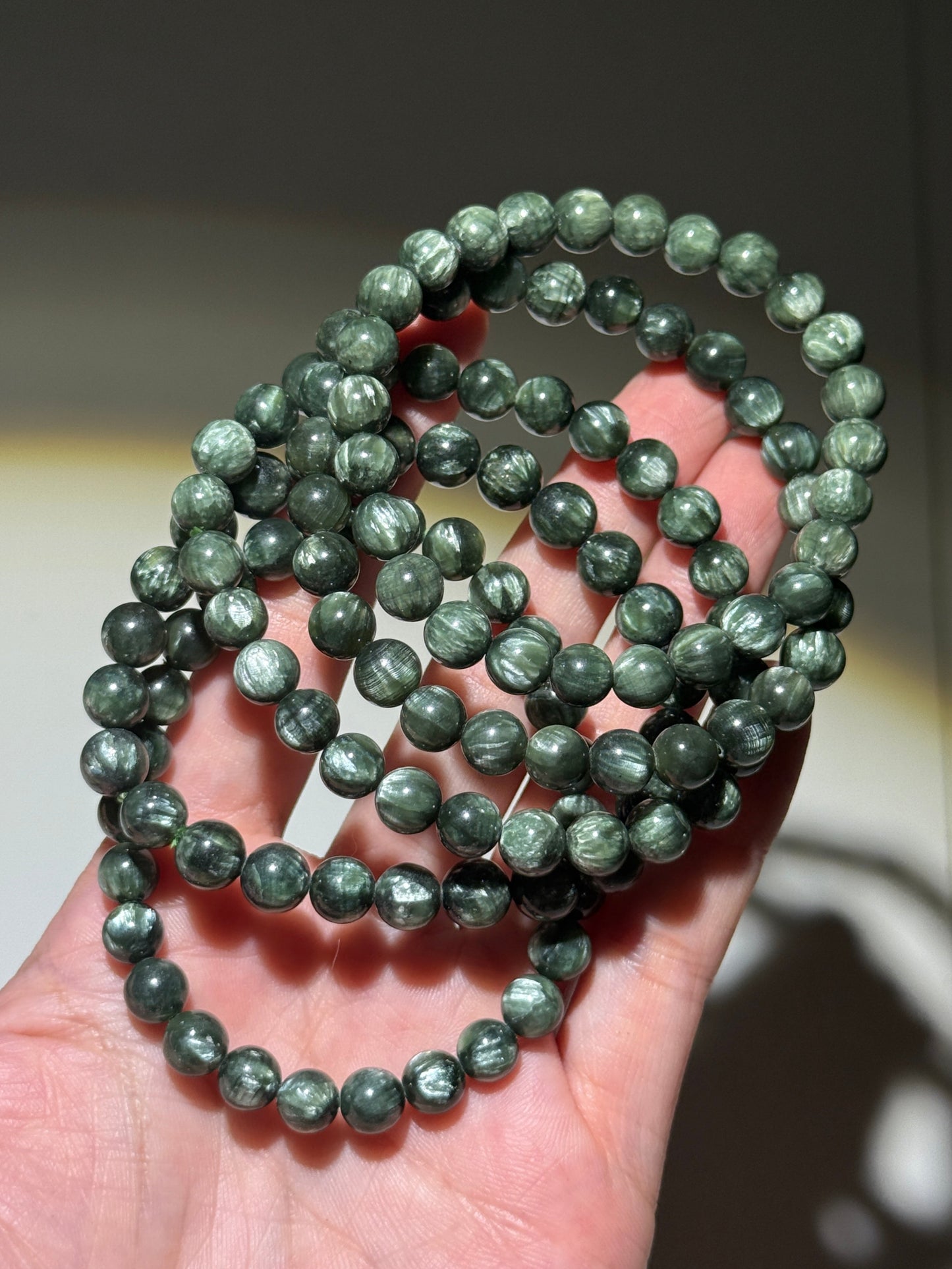 High Quality Seraphinite Bracelets, 7.5mm
