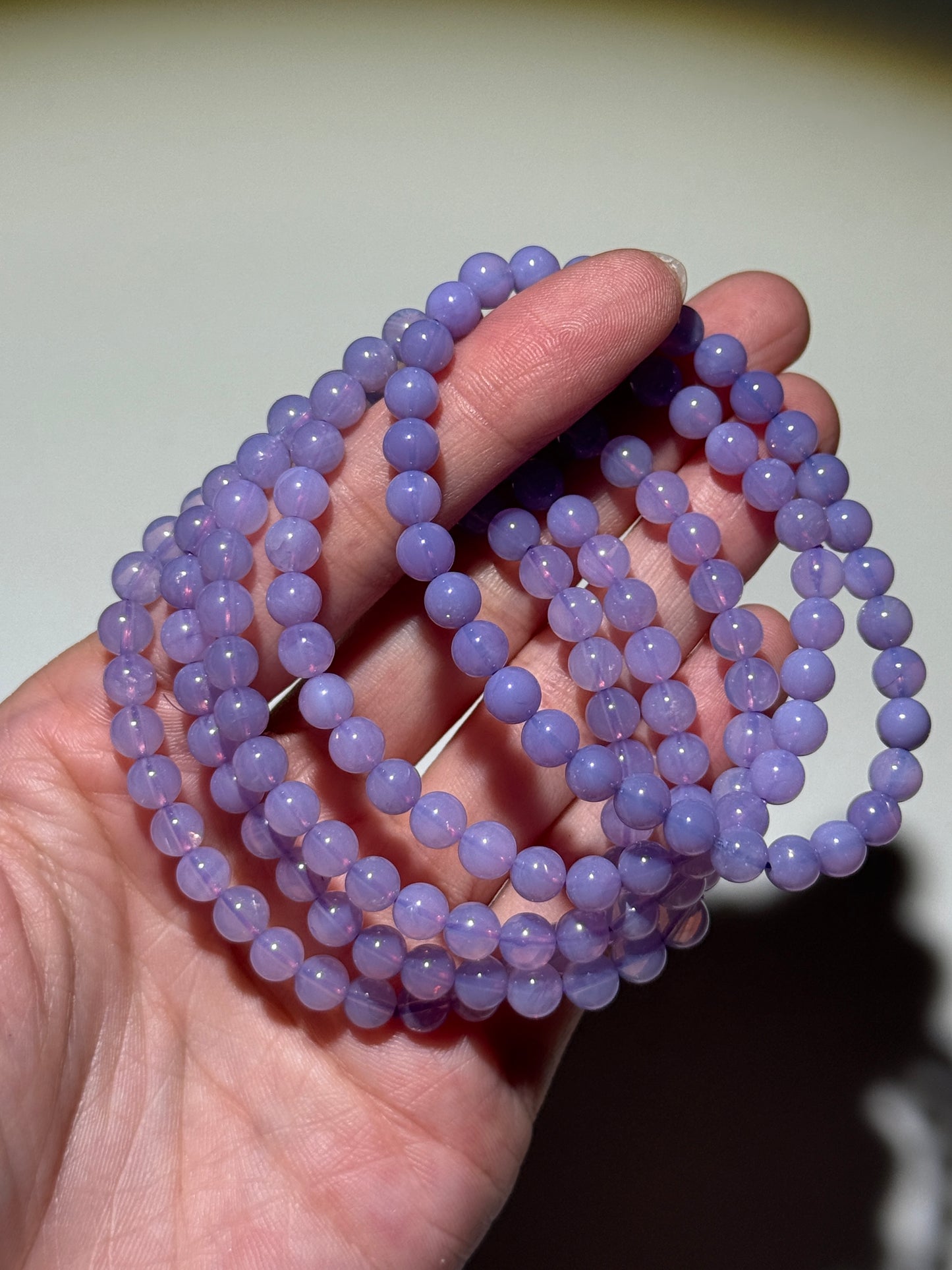 Milky Lavender Moon Quartz Bracelets, 6mm