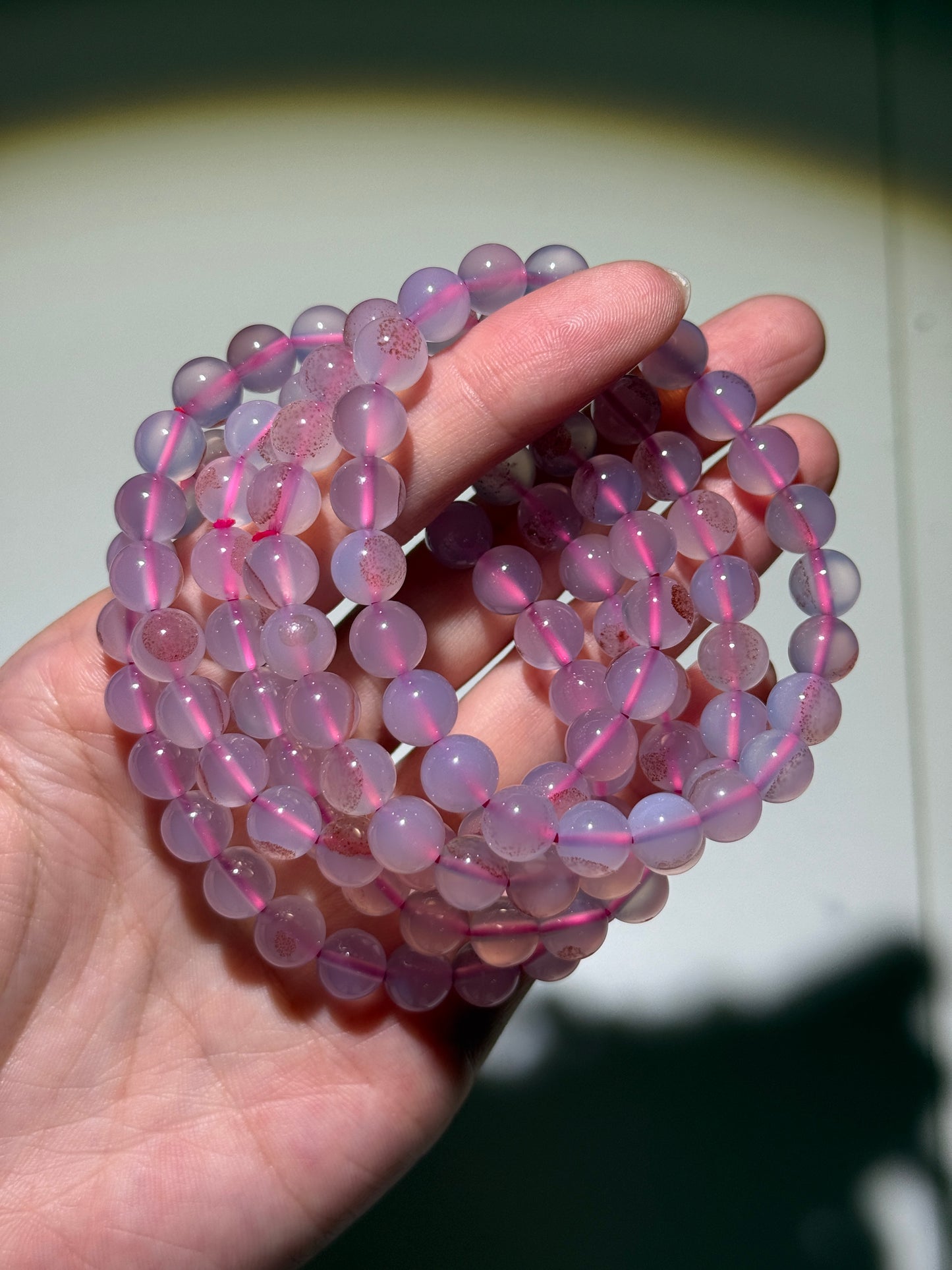 Cinnabar In Agate Bracelets, 8.5mm