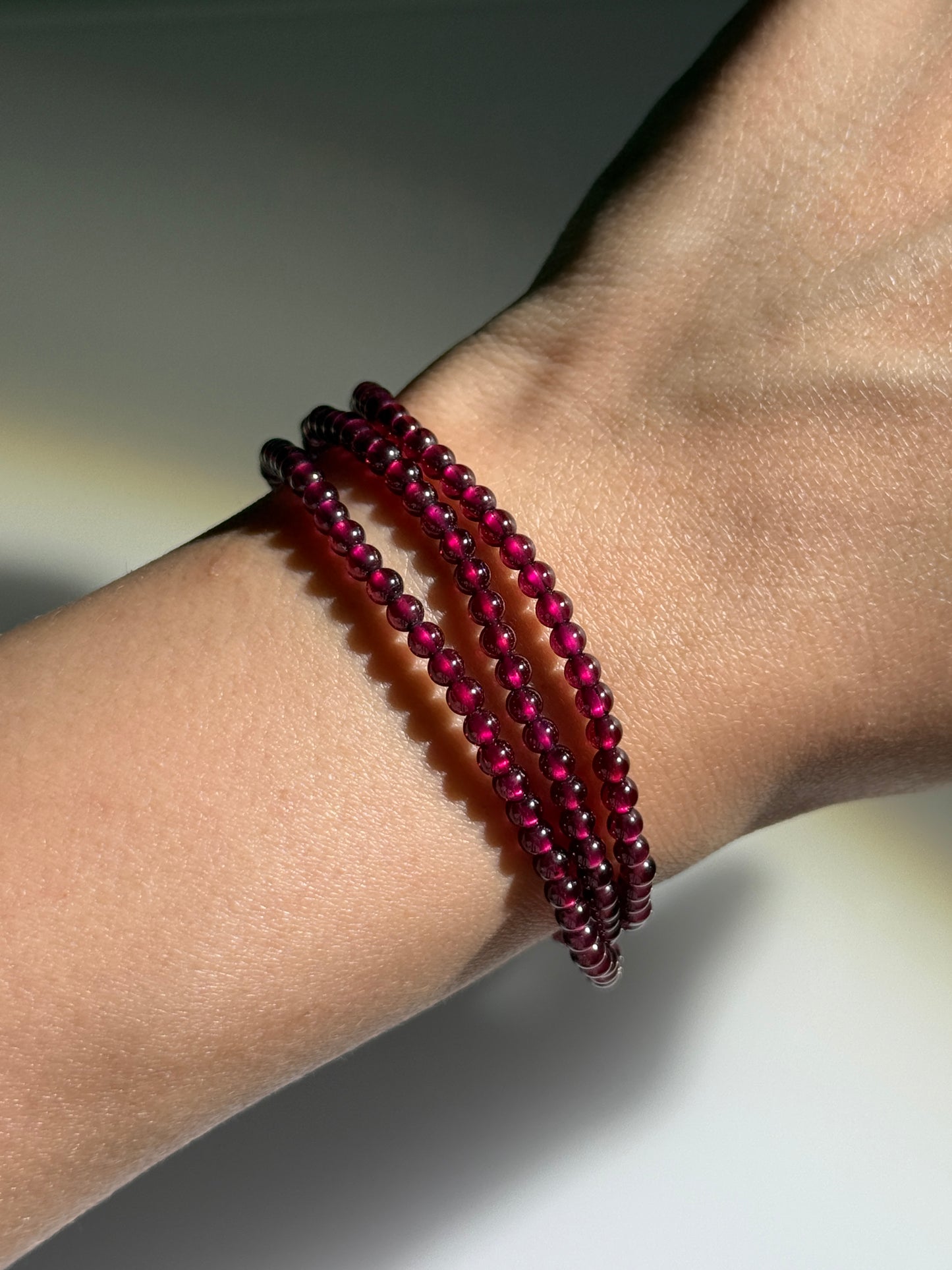 Garnet 3-Round Bracelets, 3.5mm