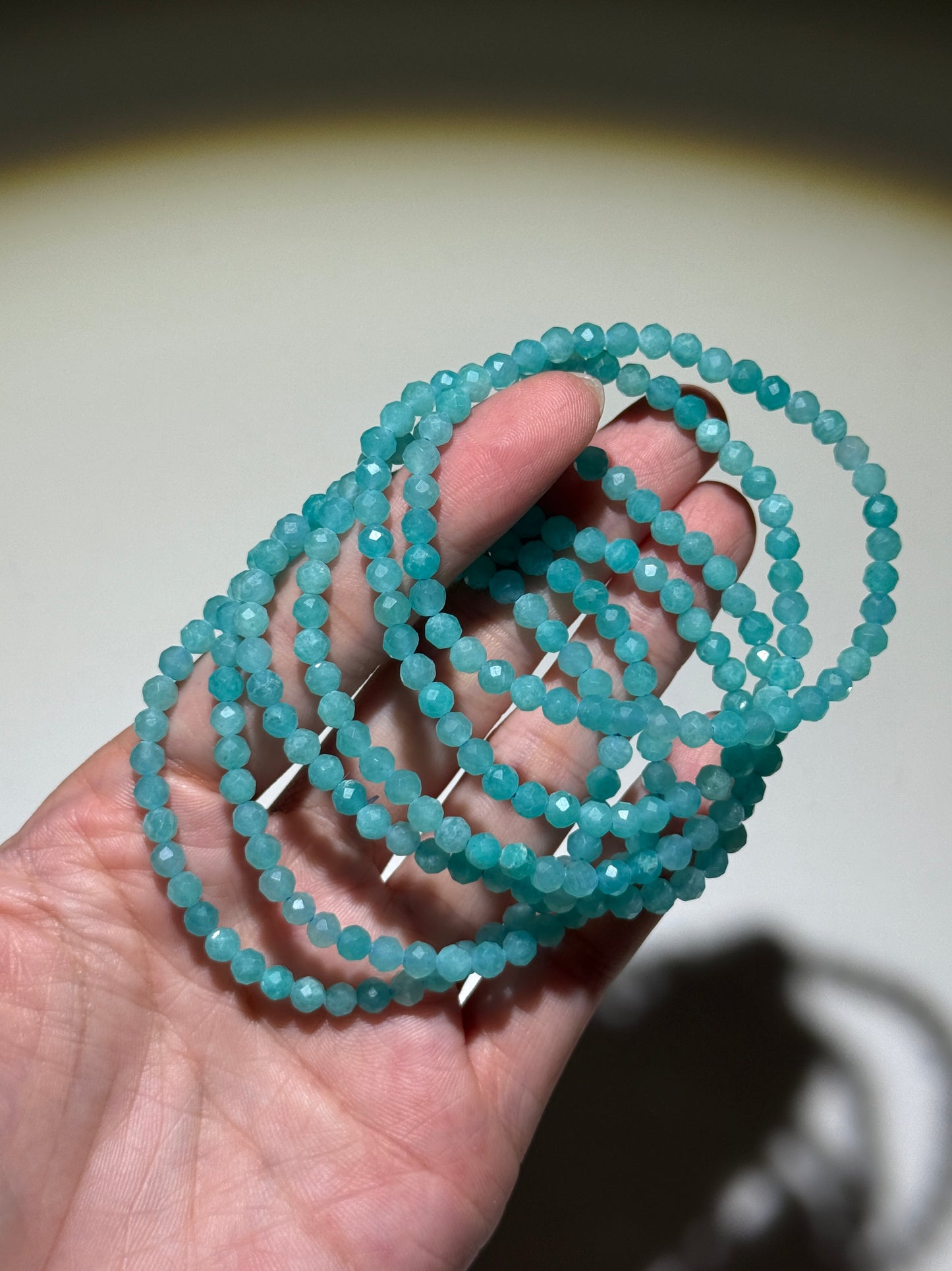 Faceted Amazonite Bracelets, 4.5mm