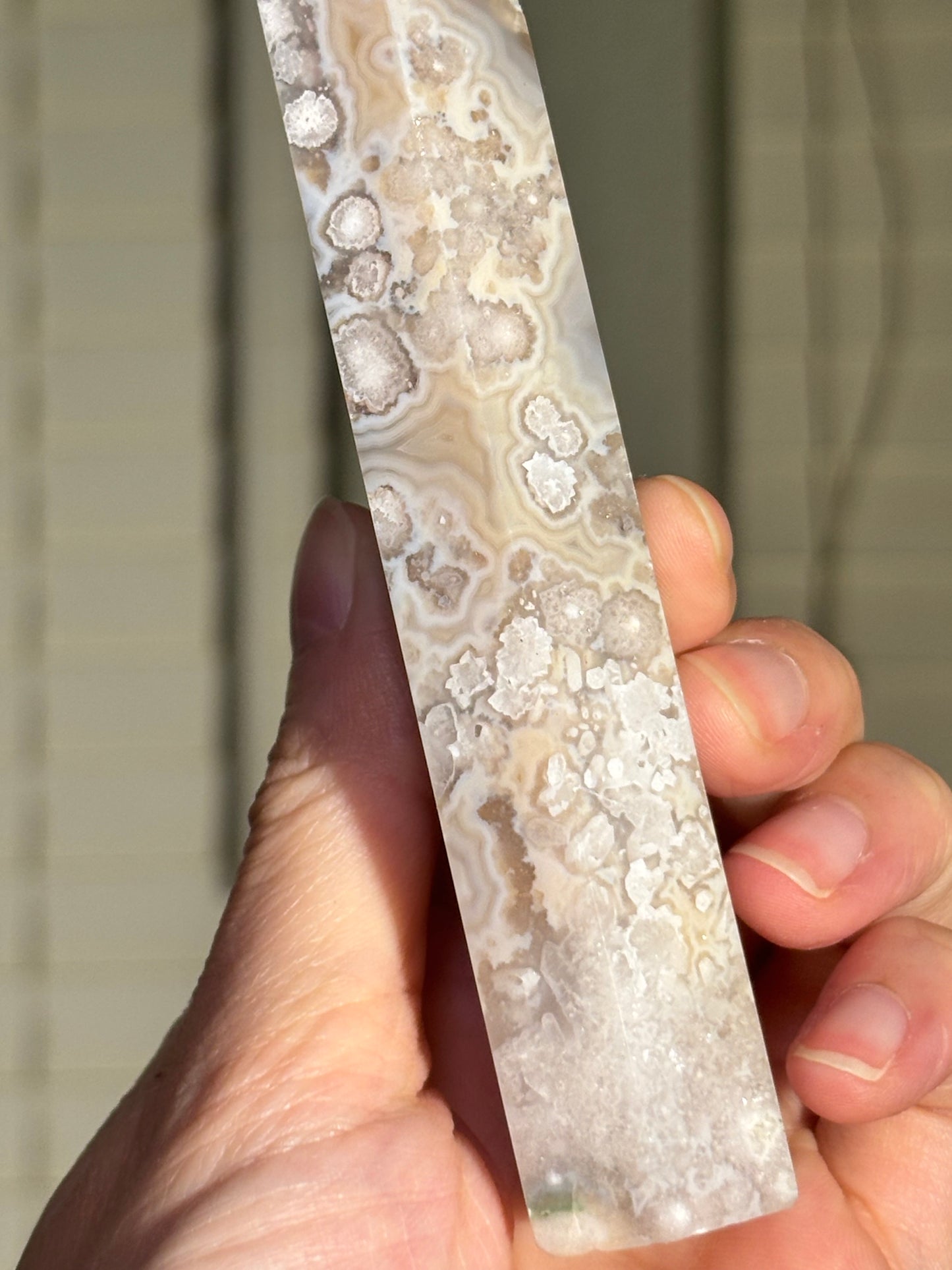 High Quality Unique Cream Beige Flower Agate Tower, Madagascar