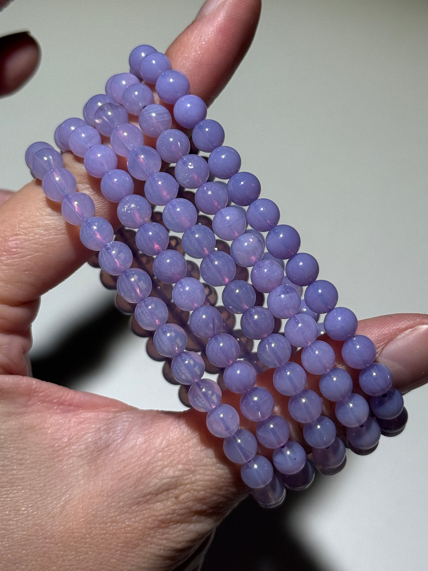 Milky Lavender Moon Quartz Bracelets, 6mm