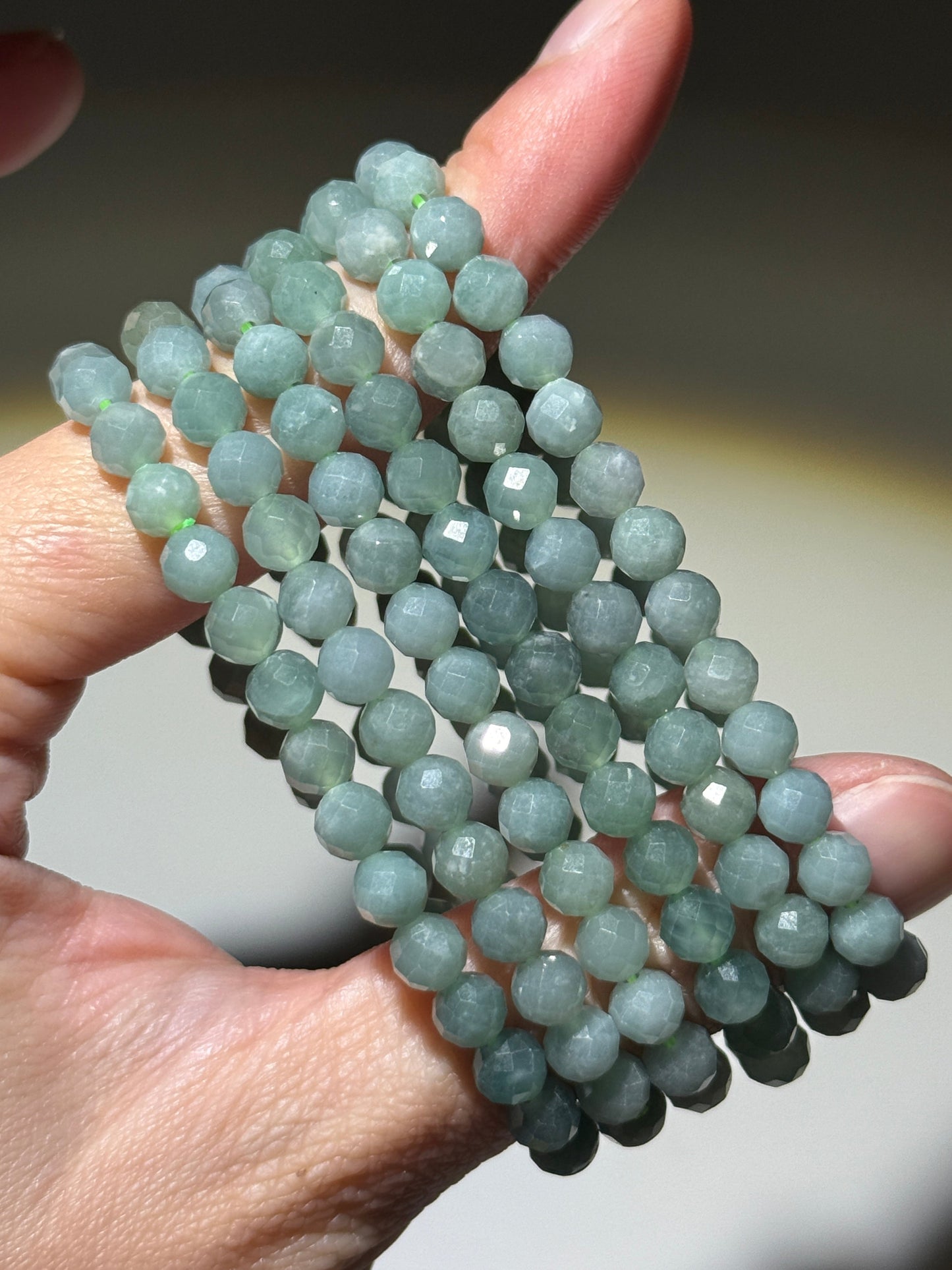 Faceted Blue Water Jade Bracelets, 5.5mm