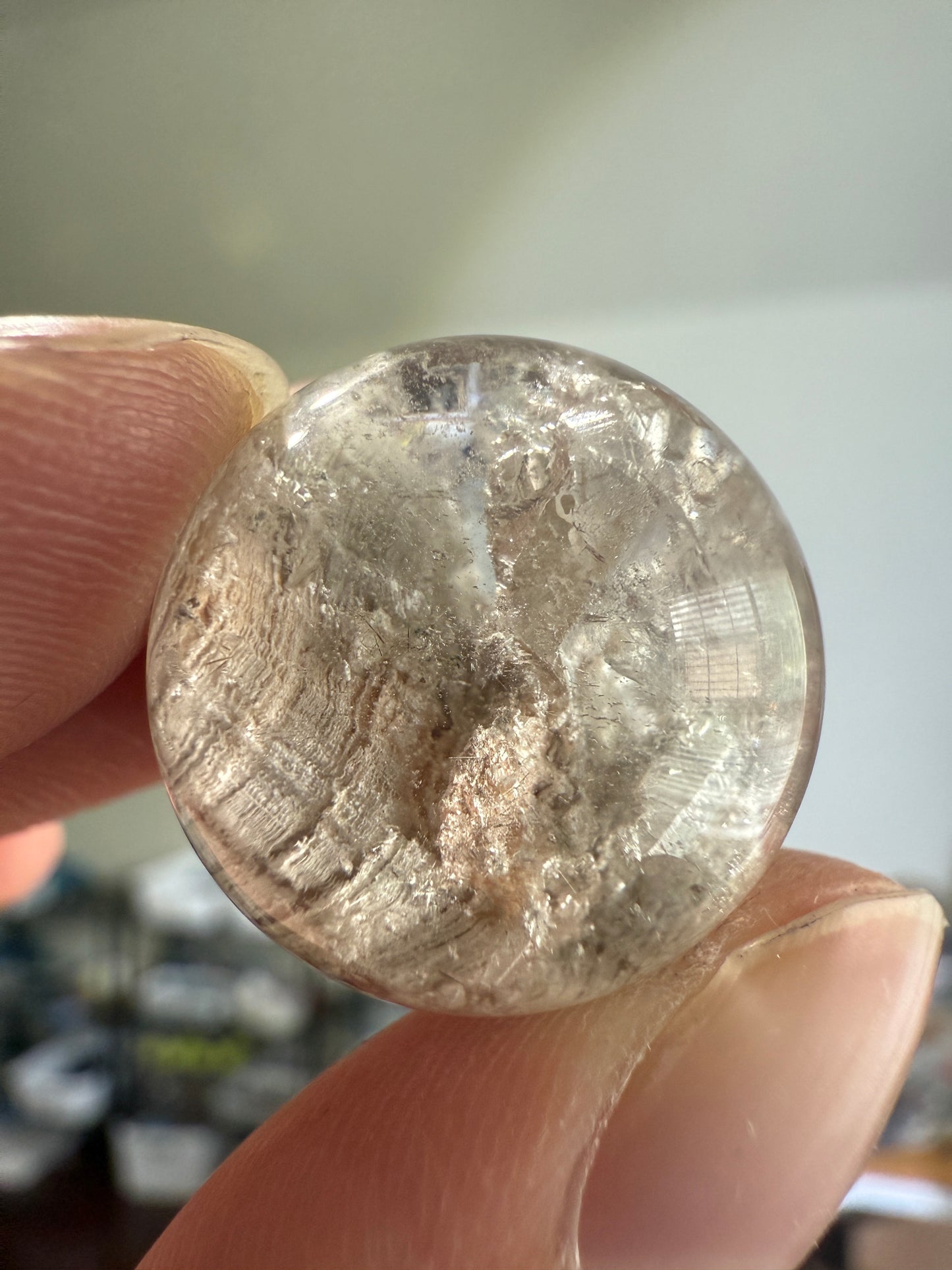 Uncommon White Lodalite With Manifestation Quartz, Crystal in Crystal Sphere, Brazil