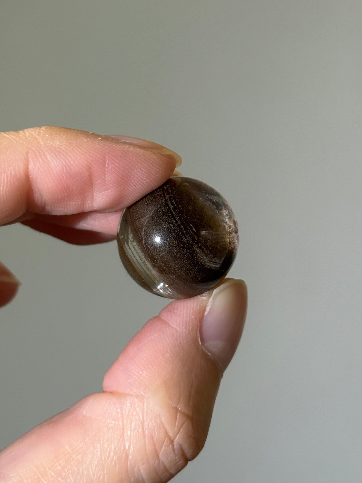 Collector’s Grade Brown Lodalite & White Cotton Like Inclusion Quartz Sphere, Brazil