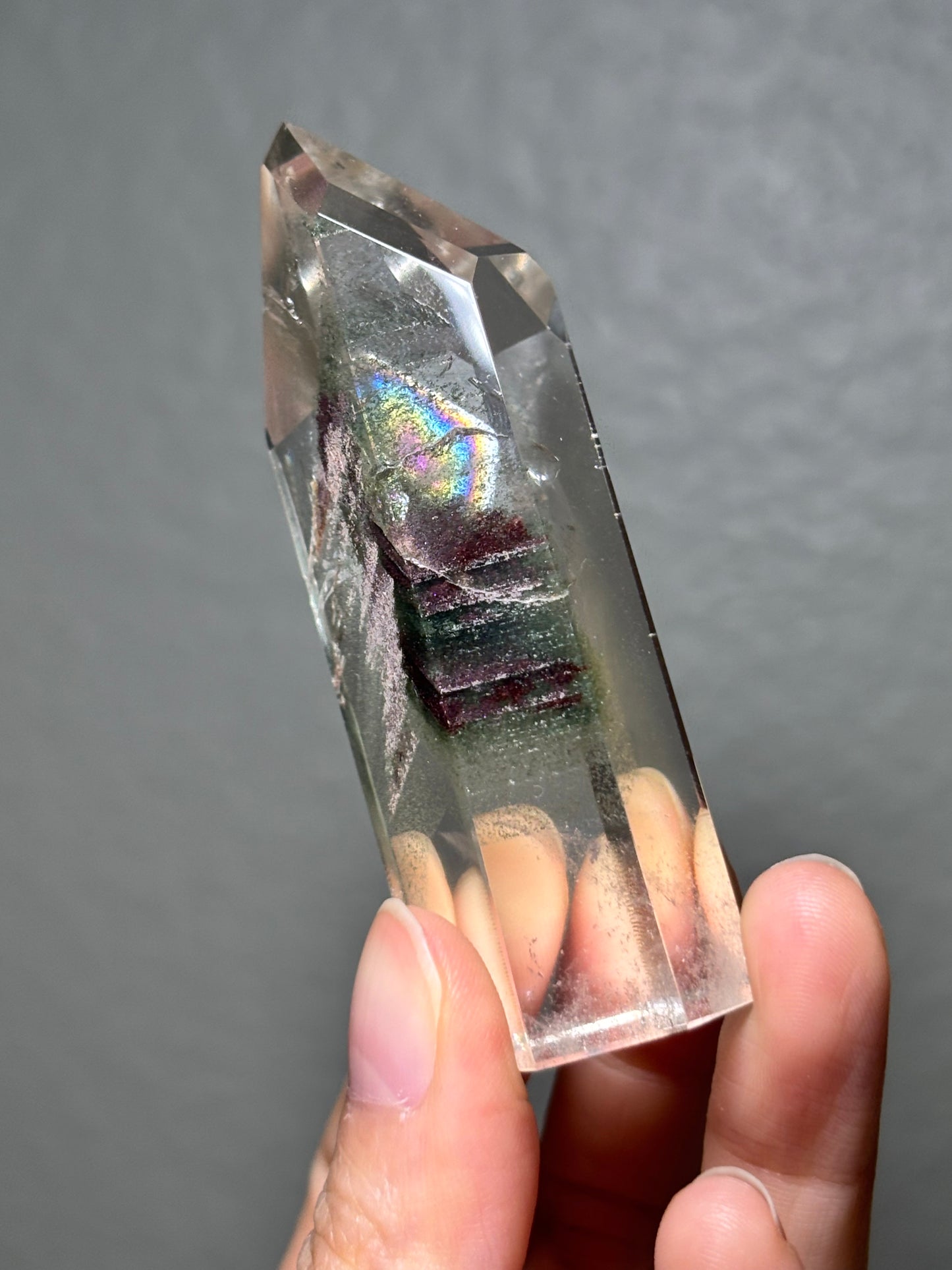 High Quality Large Water Clear Phantom Green Chlorite & Lodalite Tower, Brazil