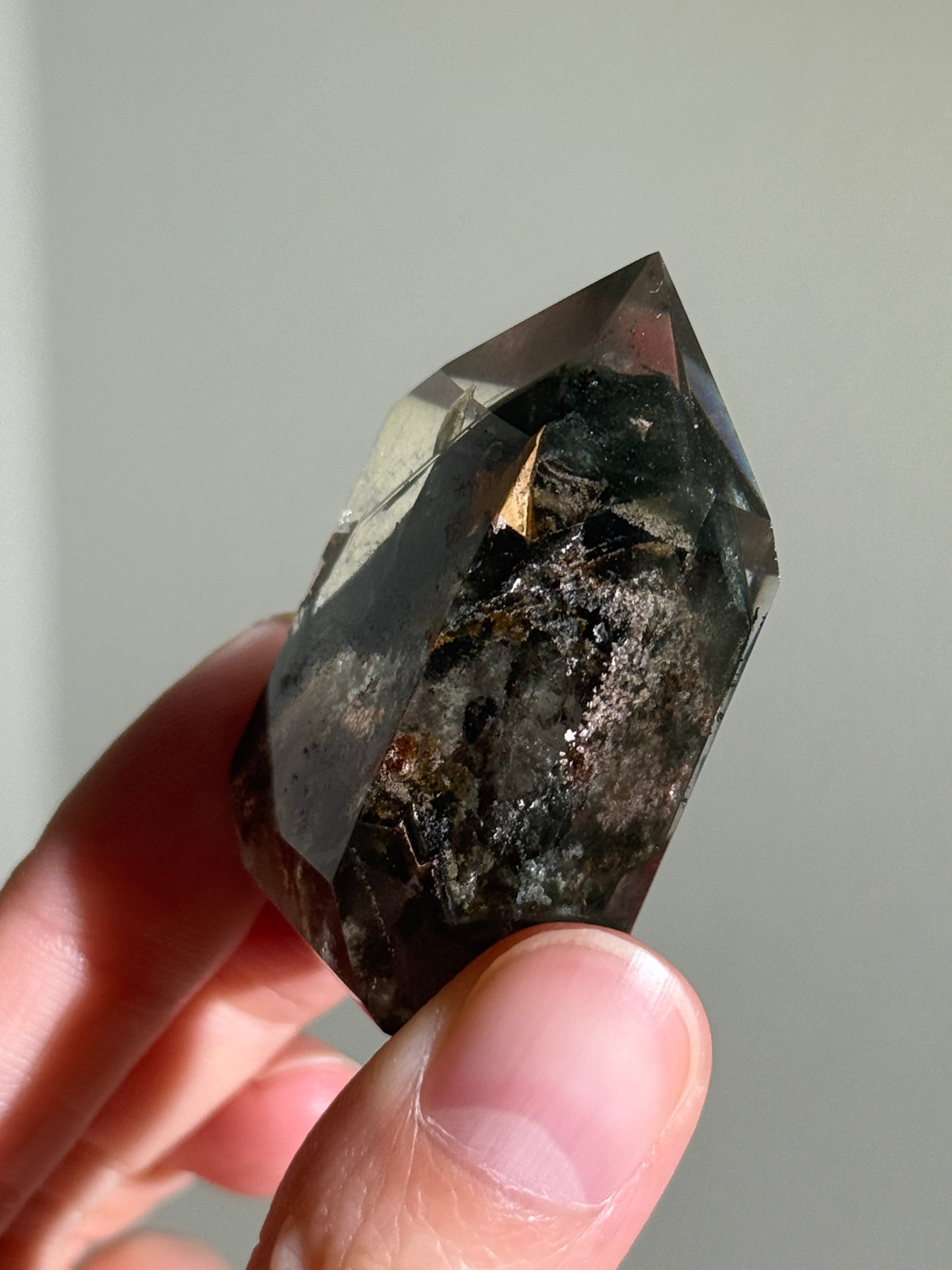 High Quality Water Clear Dark Green Phantom Chlorite Quartz Tower With Epidote, Zambia