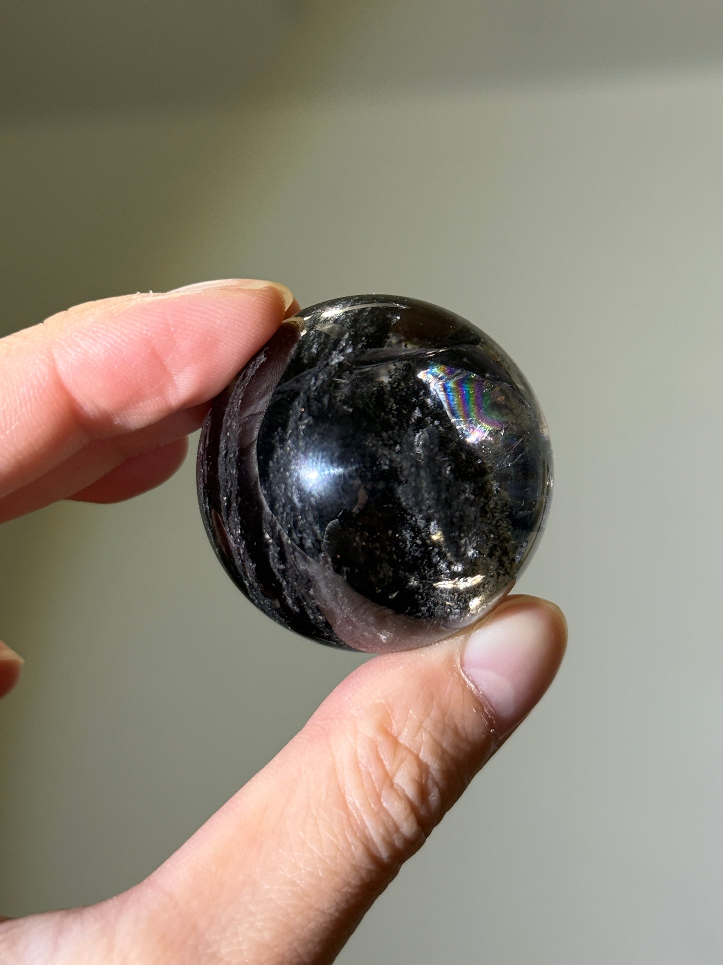 Rare Black Layered Lodalite Sphere, Brazil