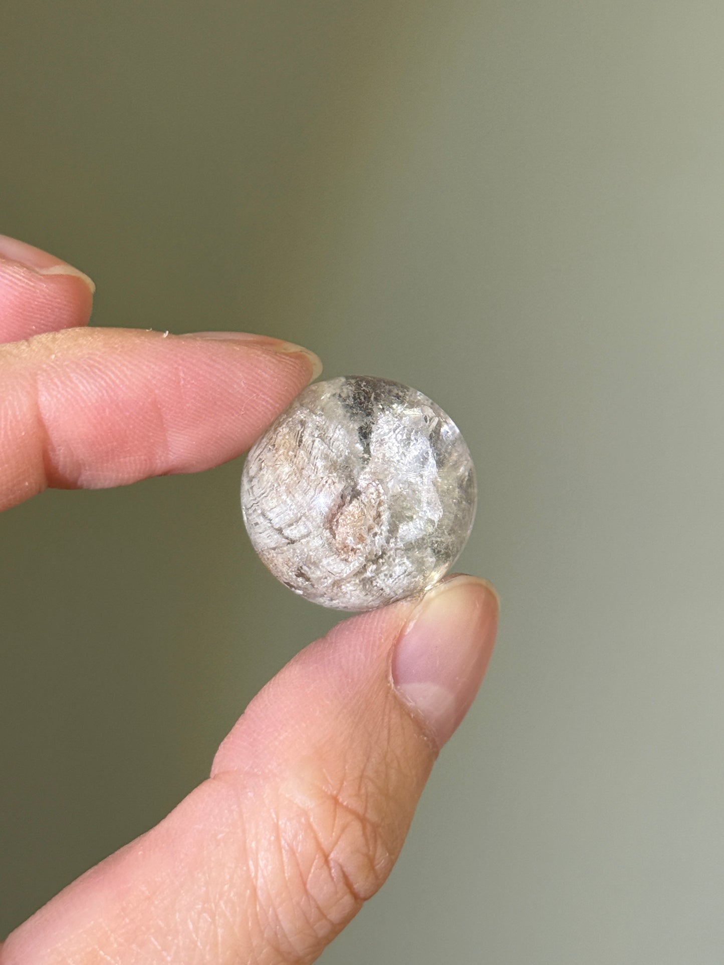 Uncommon White Lodalite With Manifestation Quartz, Crystal in Crystal Sphere, Brazil