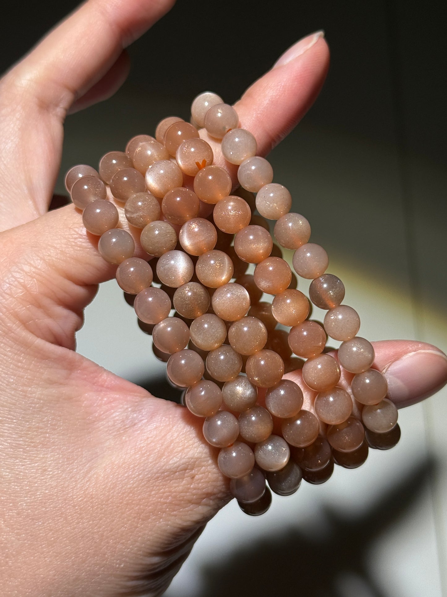 Peach Moonstone Bracelets, 7.5mm