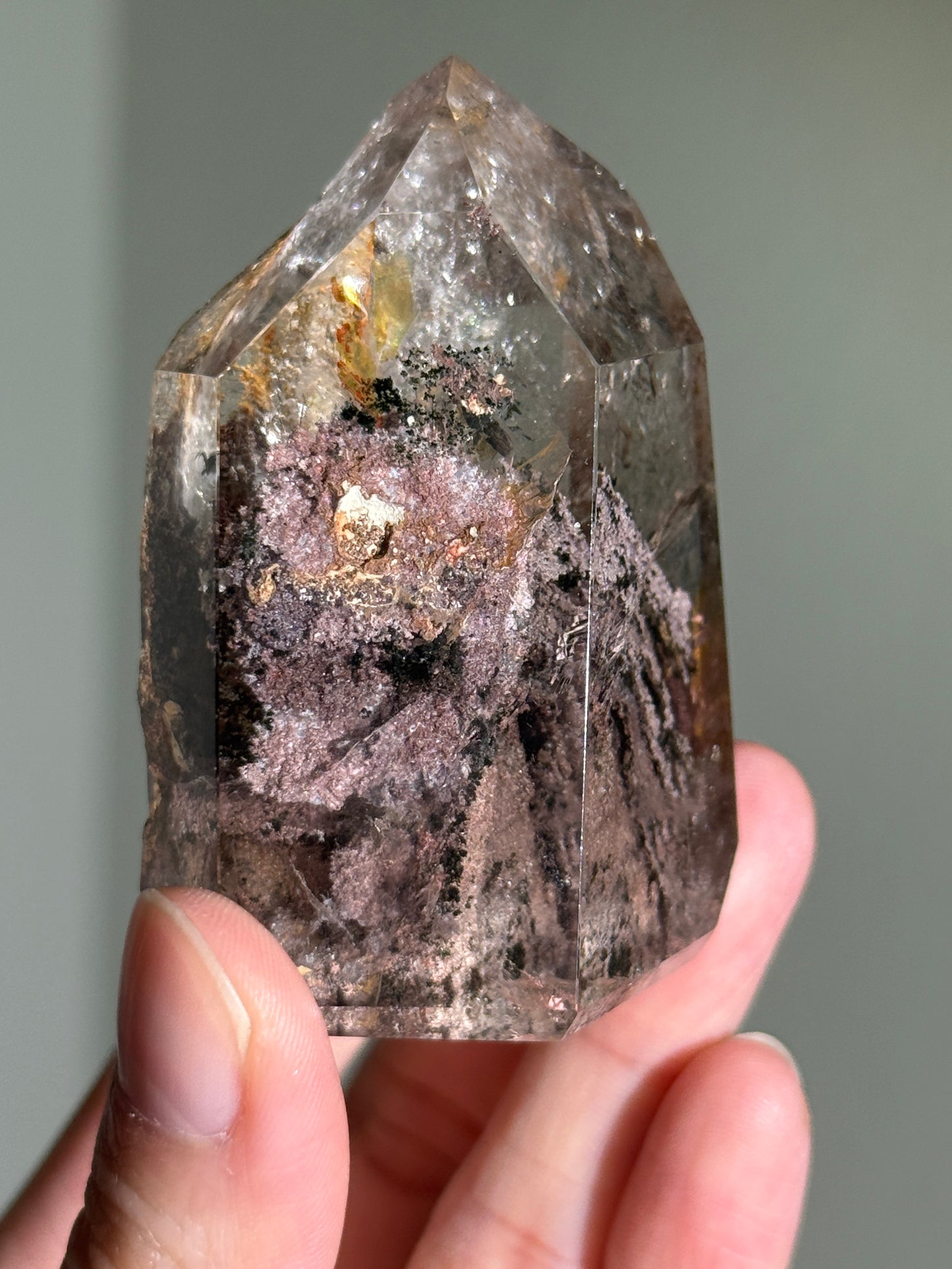 High Quality Large Phantom Pink Garden Quartz Tower, Brazil