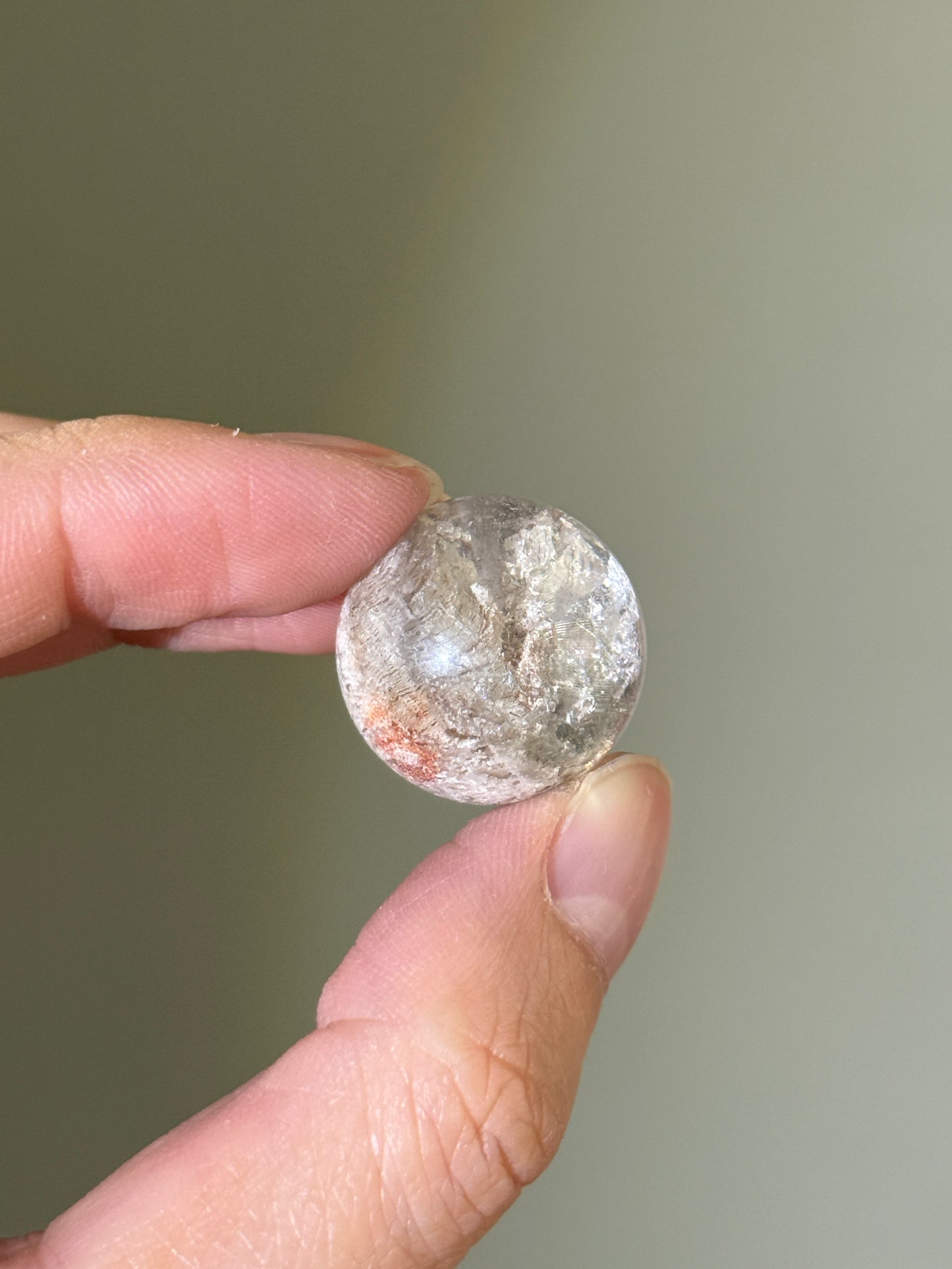Uncommon White Lodalite With Manifestation Quartz, Crystal in Crystal Sphere, Brazil