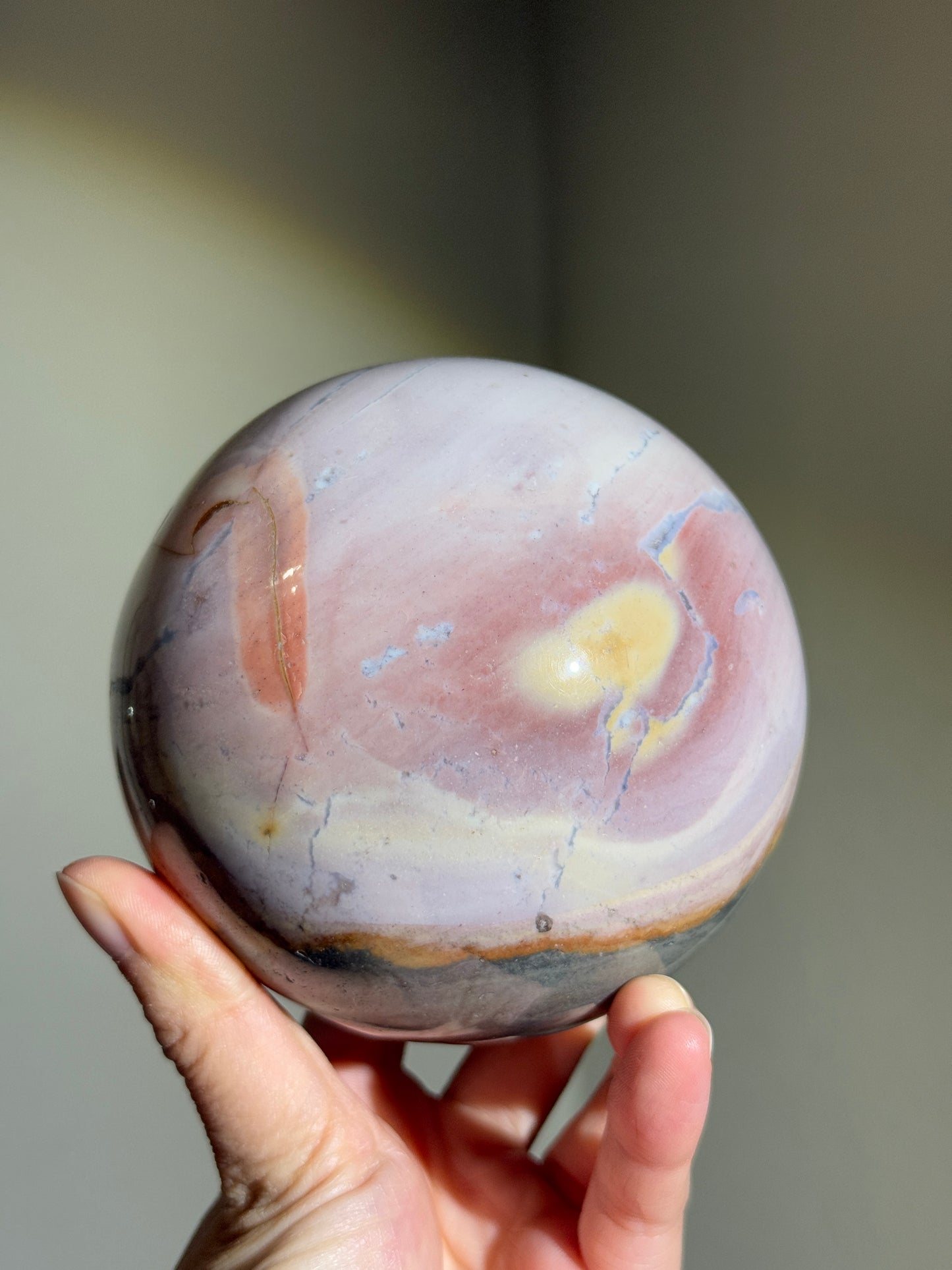 Statement Pink & Green Sea Jasper Sphere, Madagascar