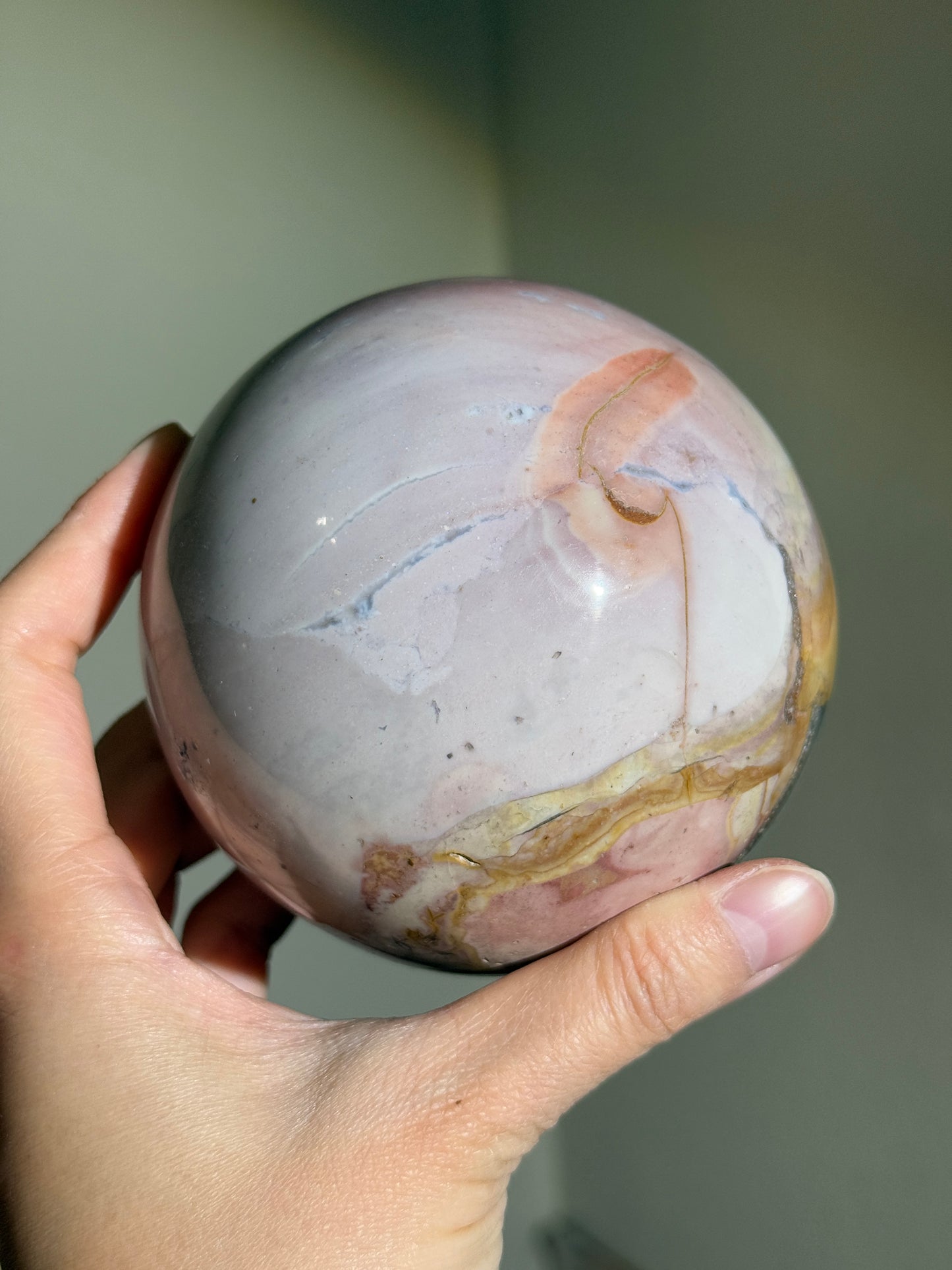 Statement Pink & Green Sea Jasper Sphere, Madagascar