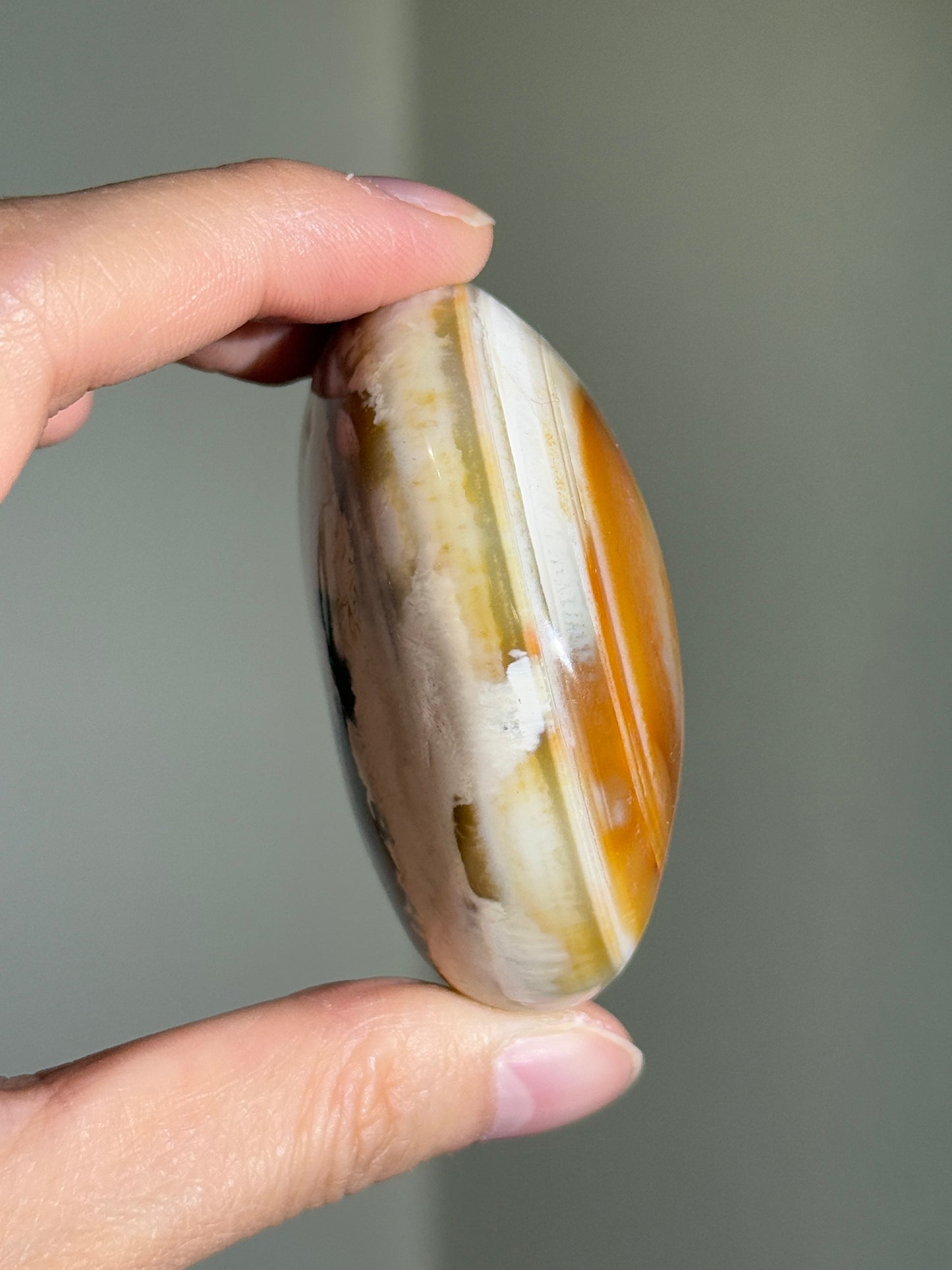 Large Carnelian x Orca Agate Palm Stone, Madagascar
