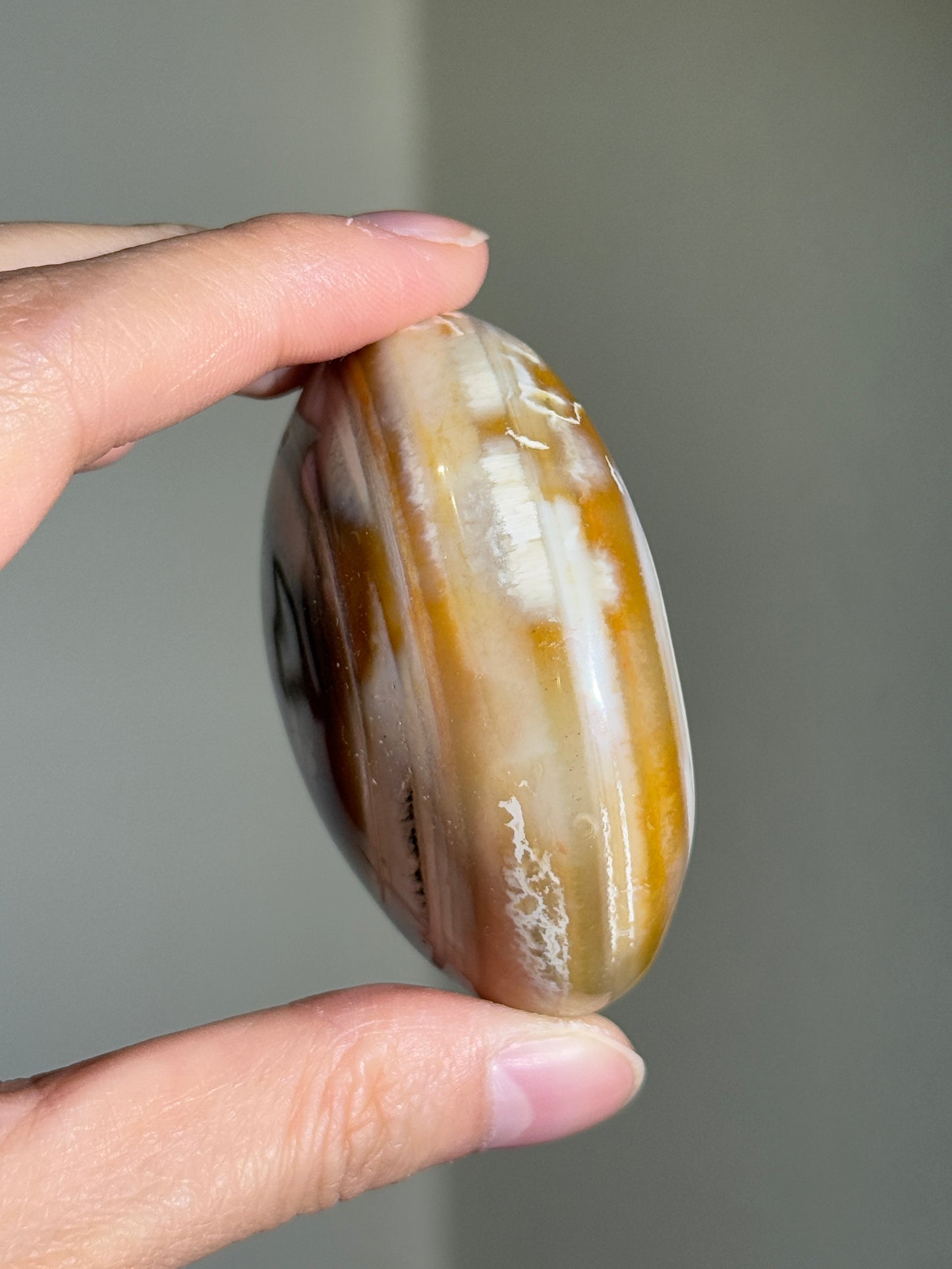 Large Carnelian x Orca Agate Palm Stone, Madagascar