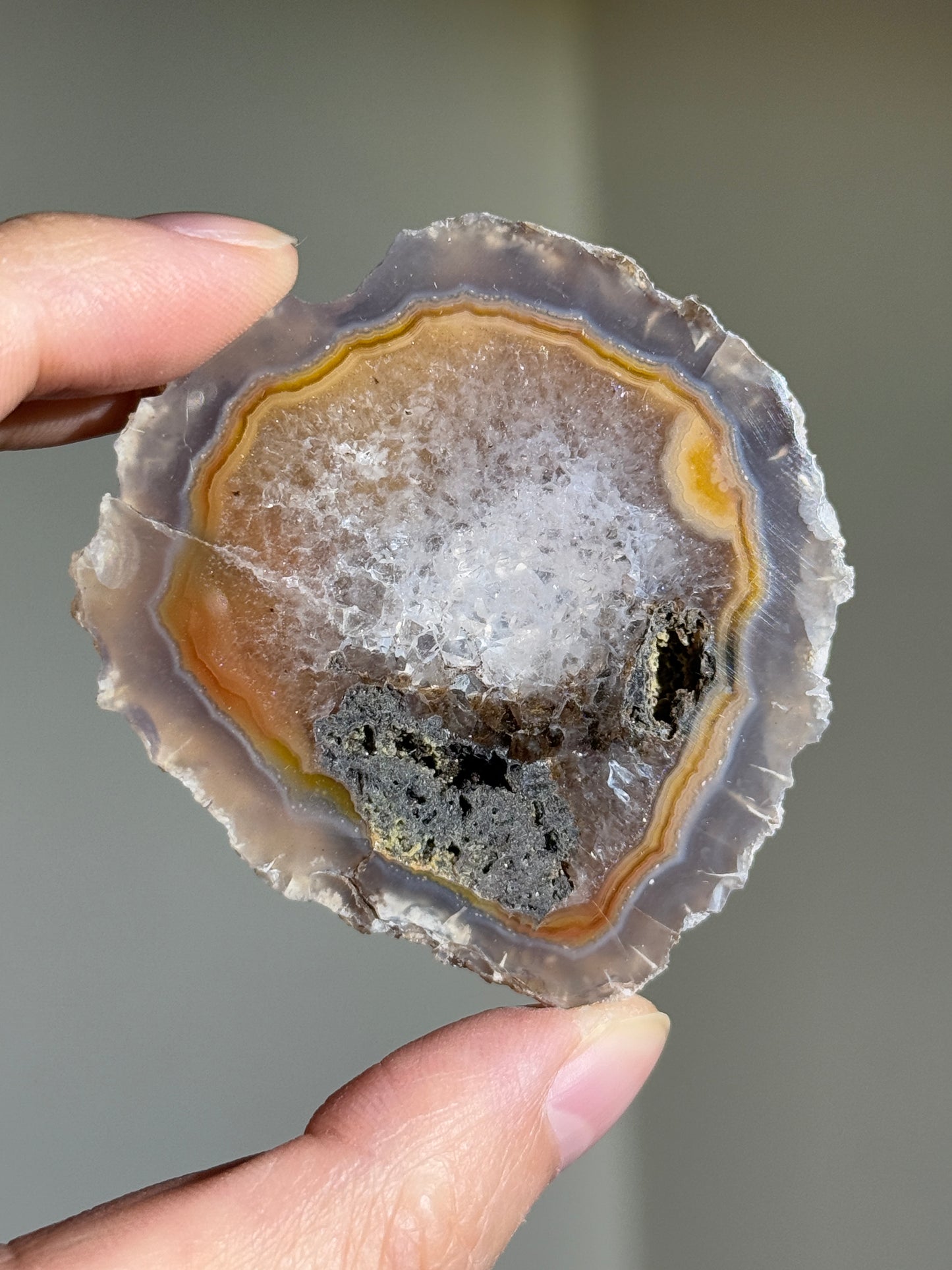 Large Quartzy Orange Banded Laguna Agate, Mexico